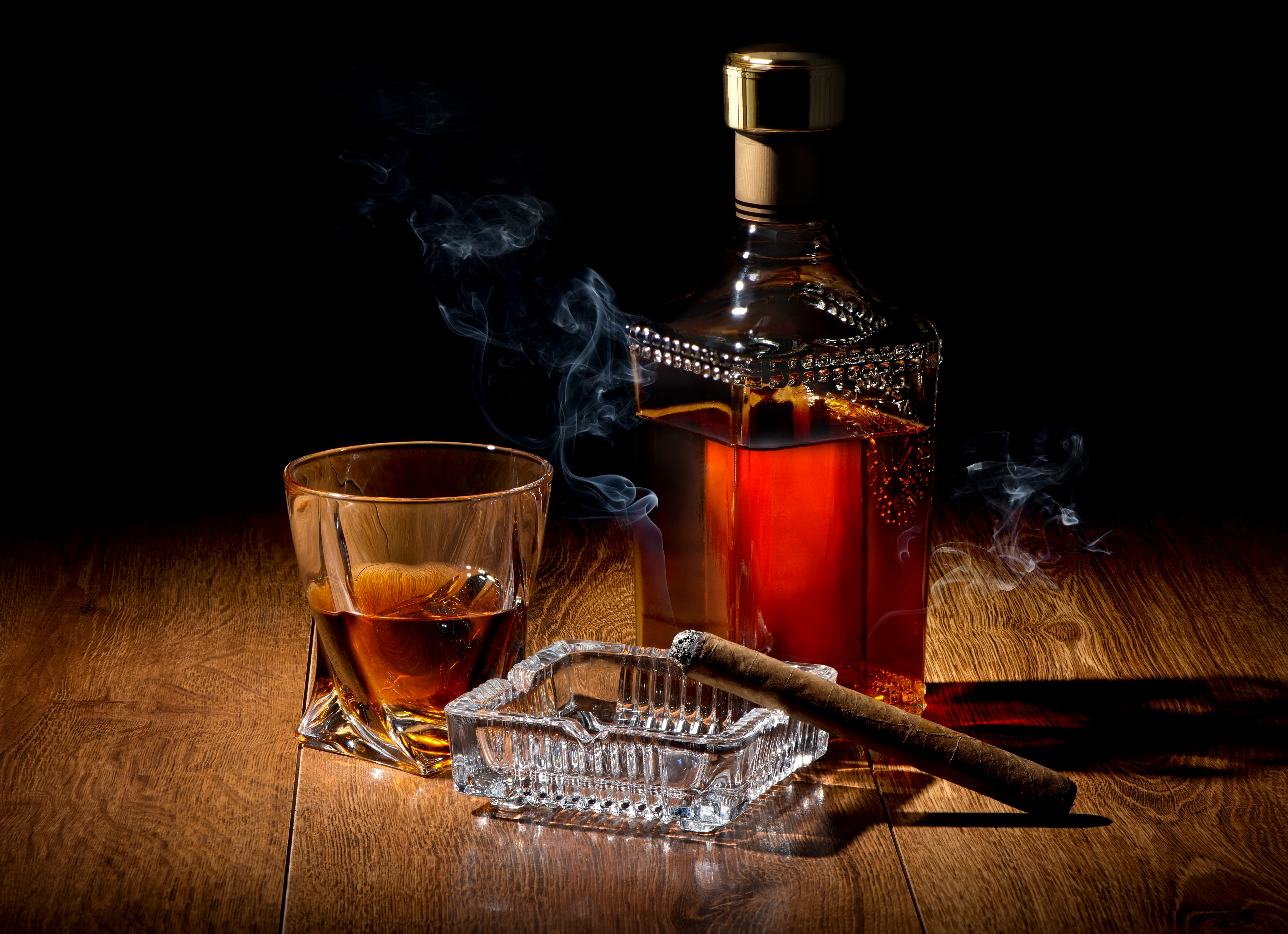 Alcohol Bottle Cigar Drink Glass Whisky 6180x4482