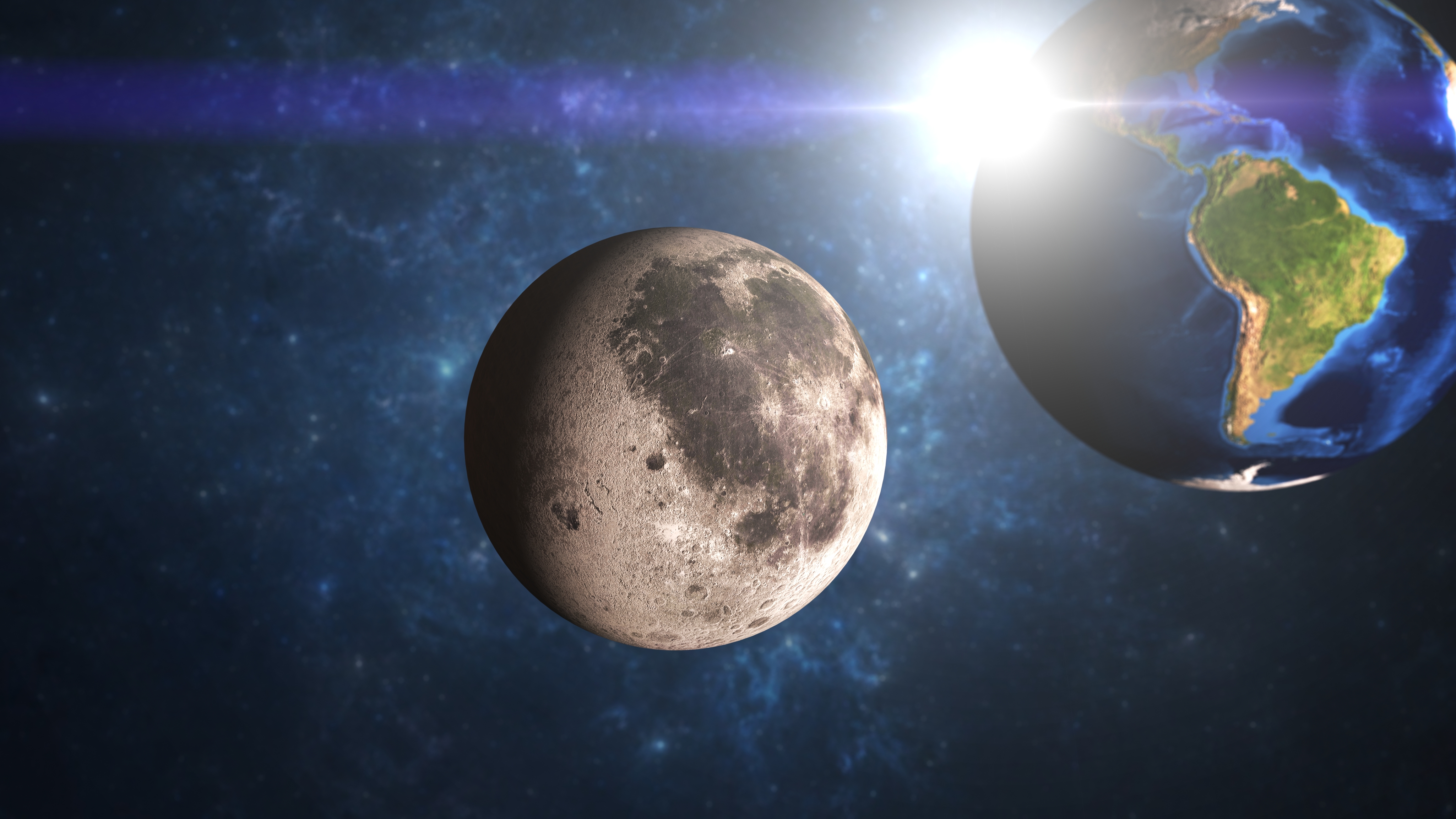 Earth Moon Planet Sci Fi Space 4100x2305