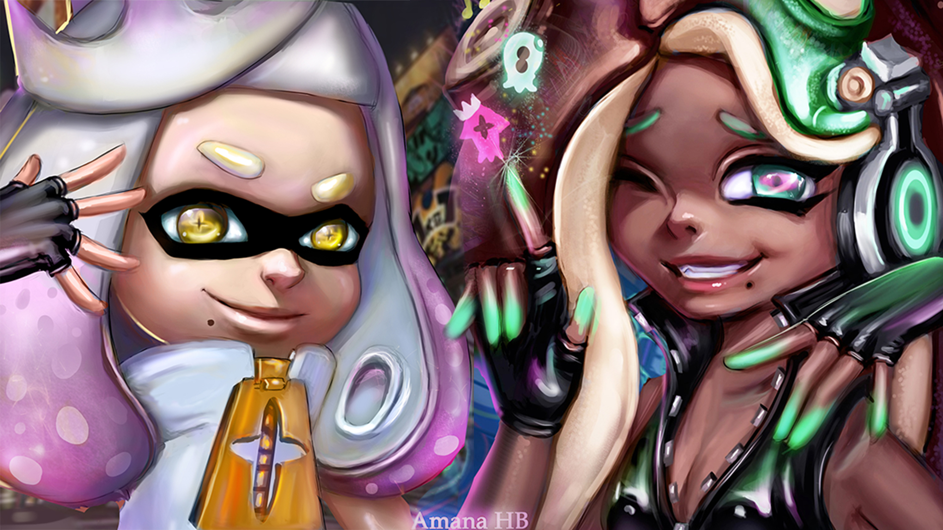 Girl Headphones Marina Splatoon Nintendo Off The Hook Splatoon Pearl Splatoon Splatoon 2 1900x1069