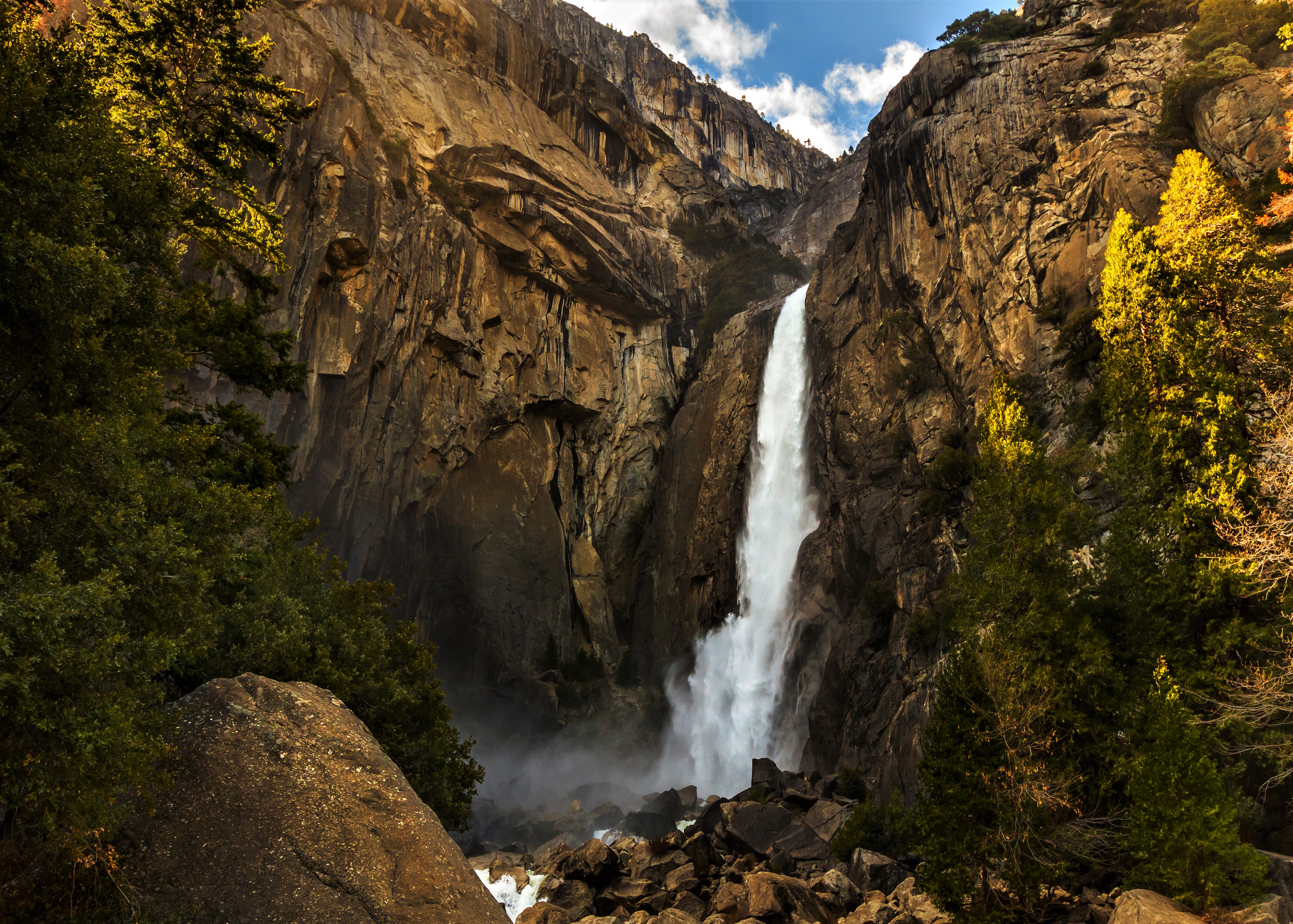 Earth Rock Tree Waterfall Yosemite Falls Yosemite National Park 4200x3000