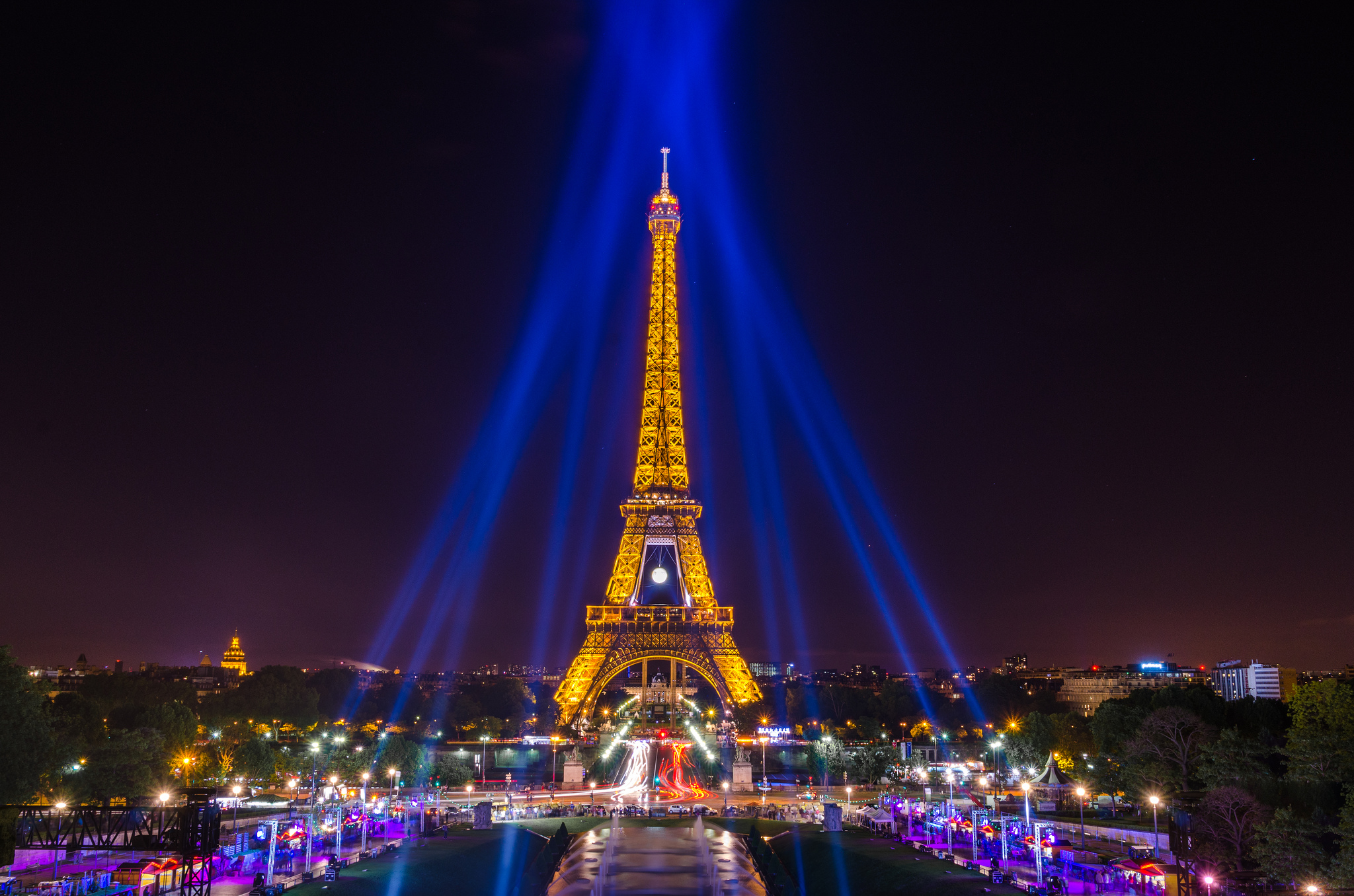 City Eiffel Tower Light Monument Night Paris 2048x1356