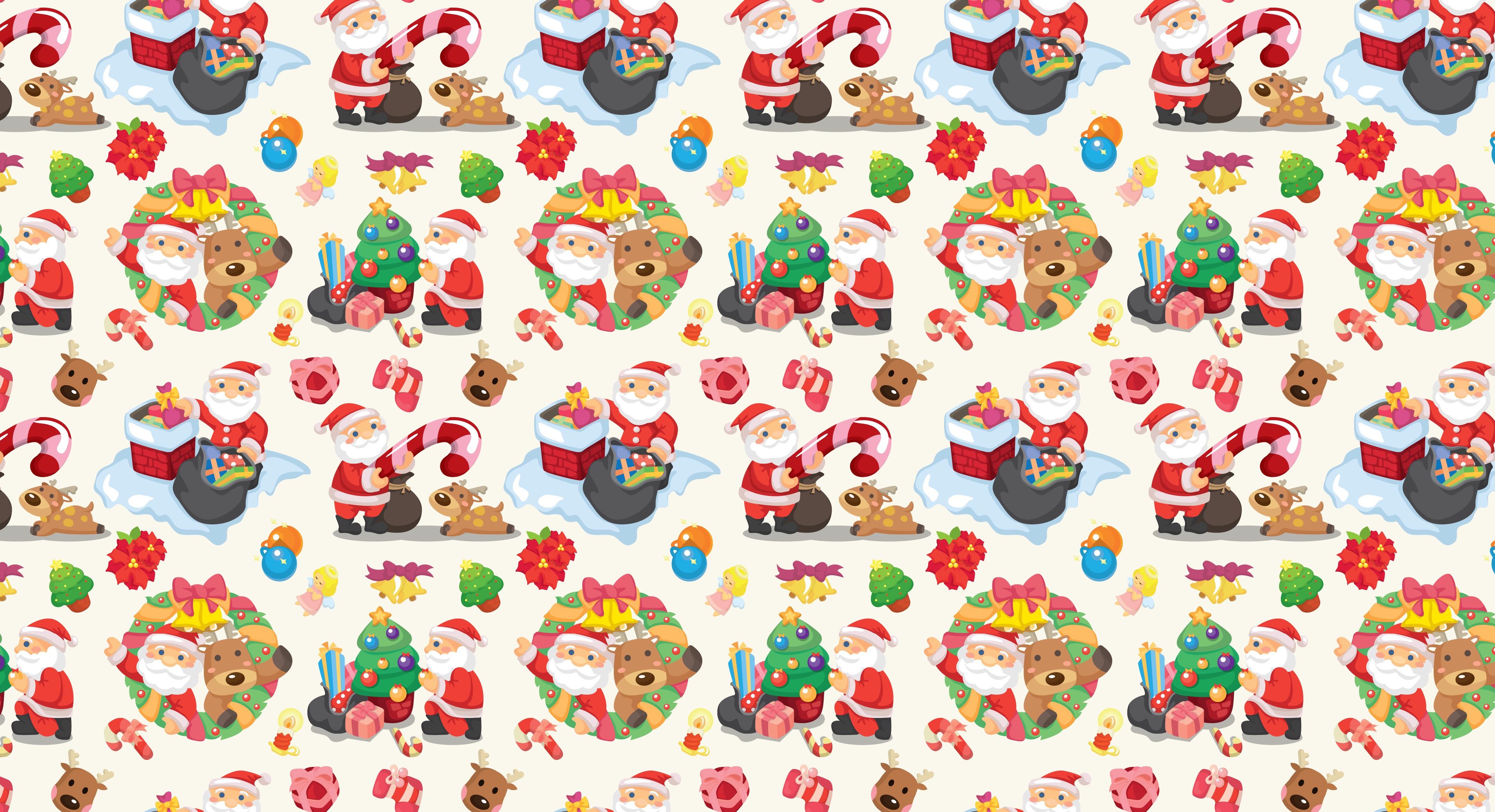Candy Cane Christmas Reindeer Santa 4307x2340