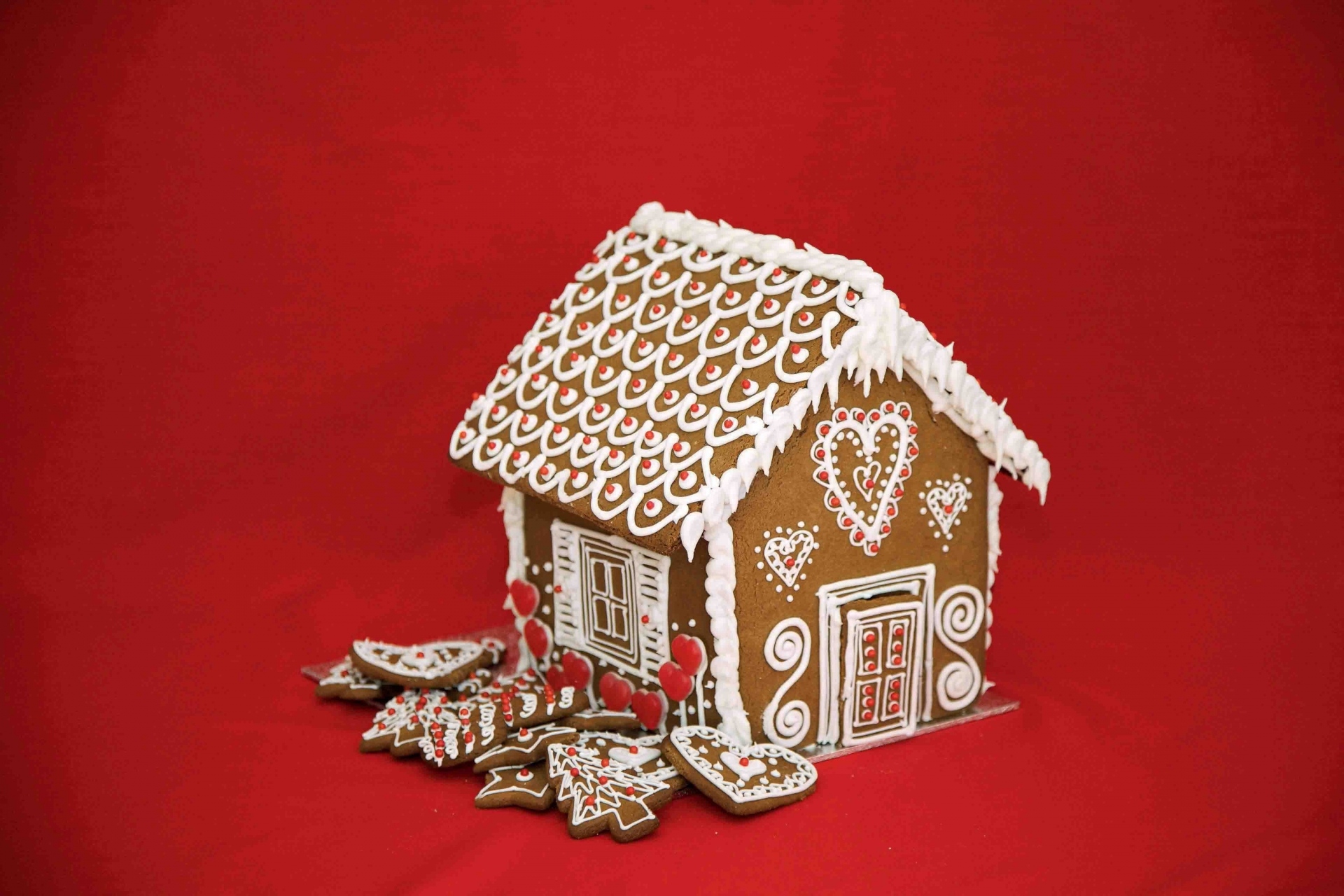 Cake Christmas Cookie Gingerbread House Red 1920x1280