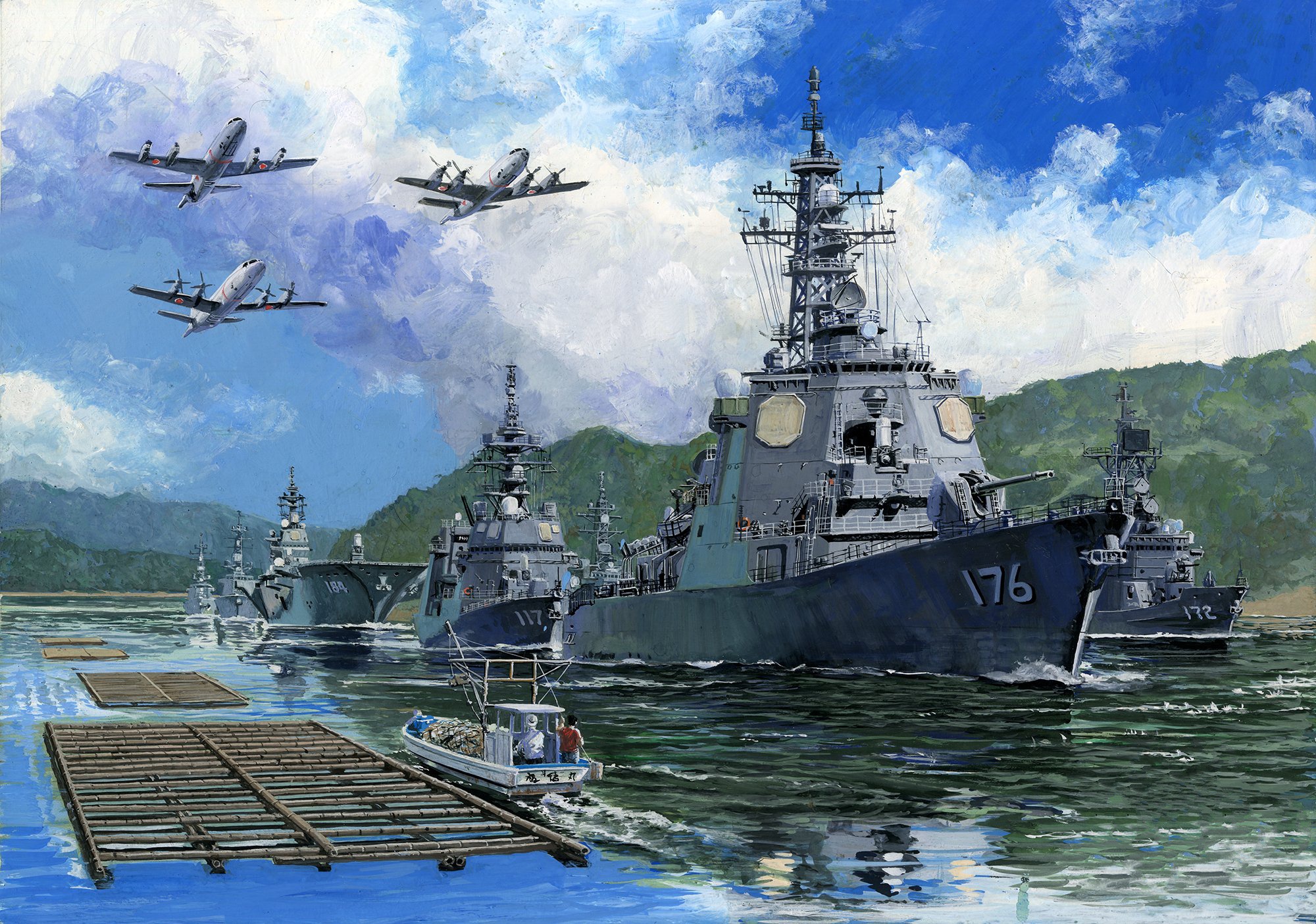 Aircraft Carrier Destroyer Warship 2000x1405