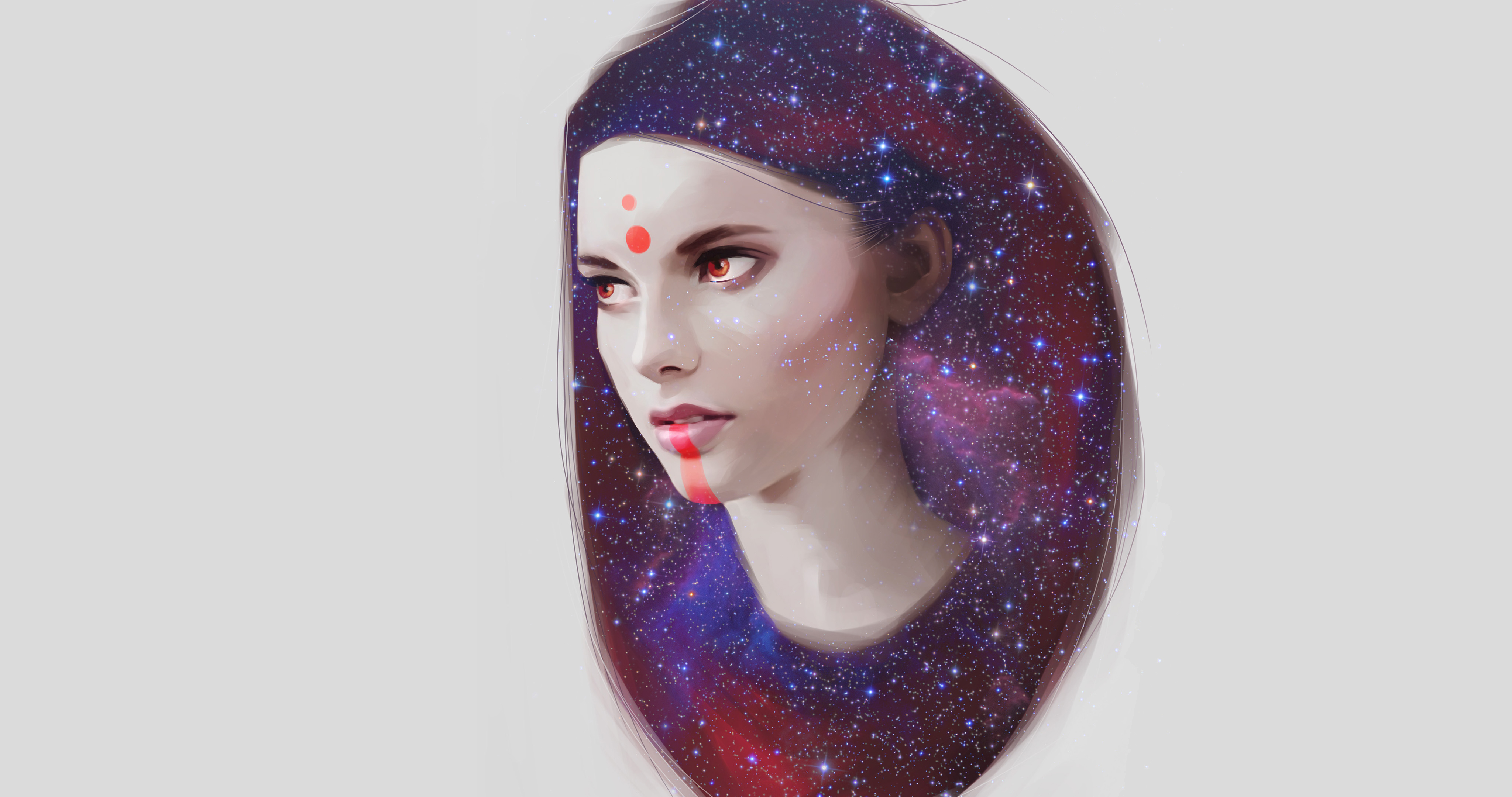Face Illustration Stars Woman 4096x2160