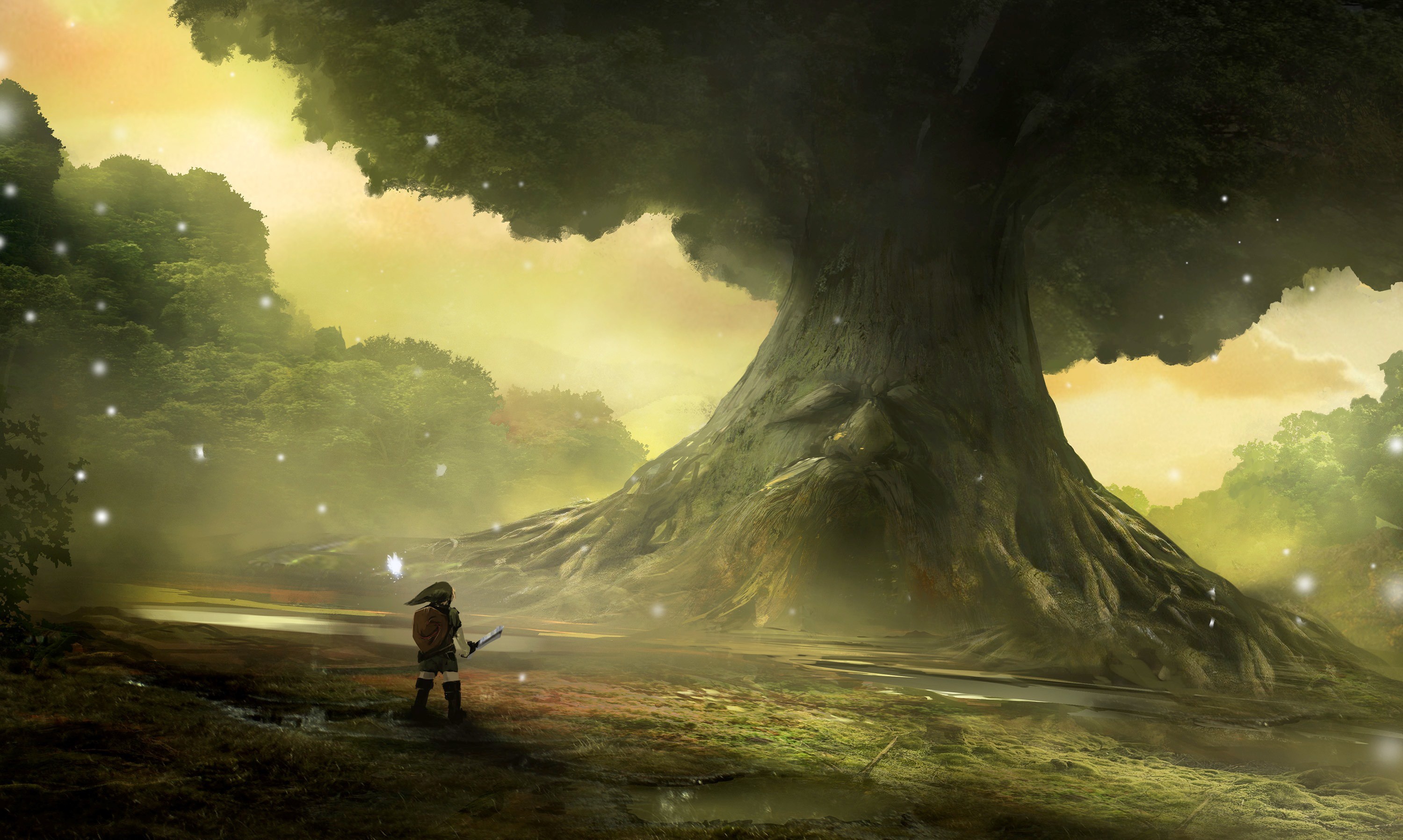 Link The Legend Of Zelda Ocarina Of Time The Legend Of Zelda Tree Warrior 3000x1797