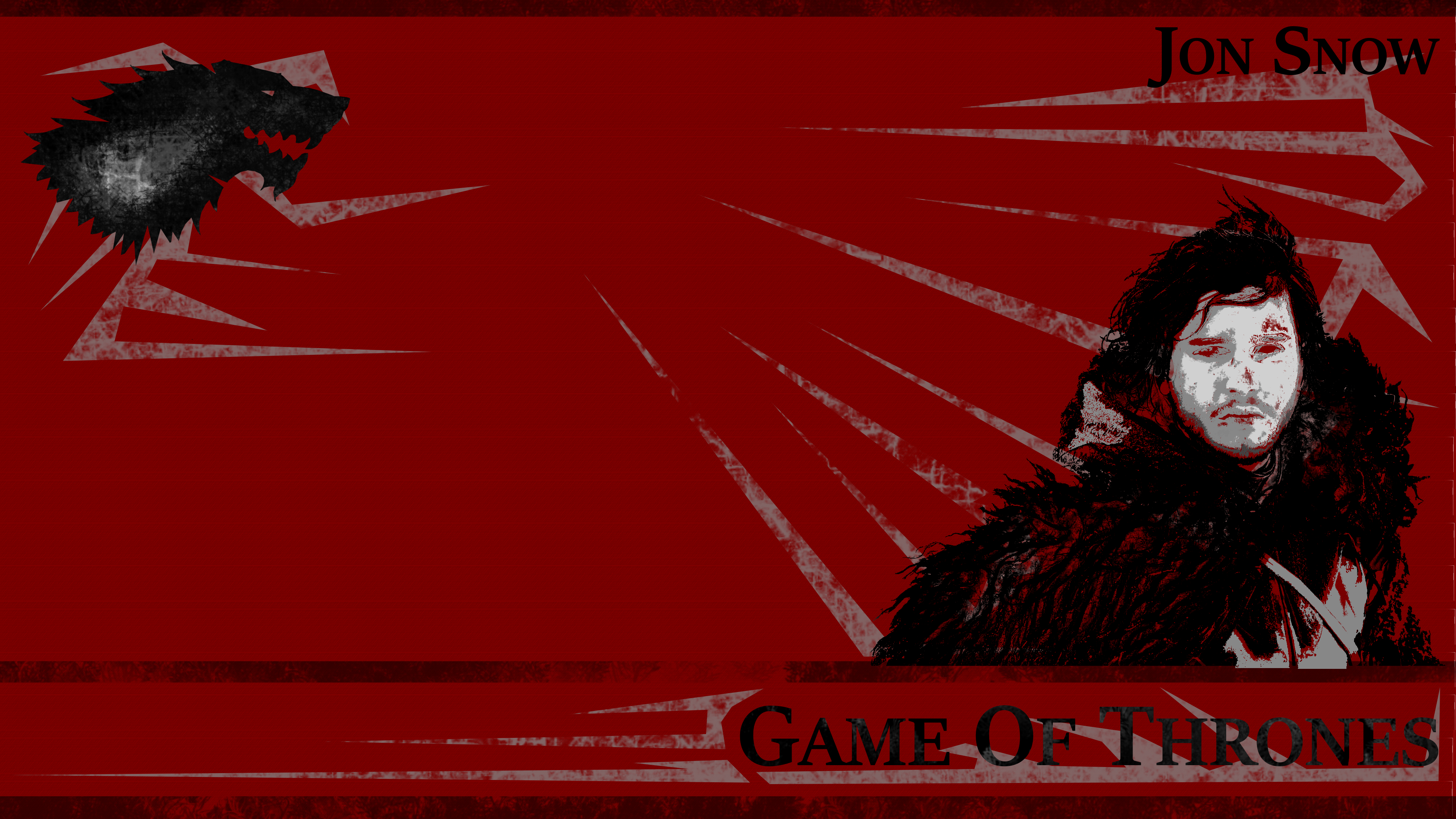 Black Game Of Thrones House Stark Jon Snow Minimalist Red 3840x2160
