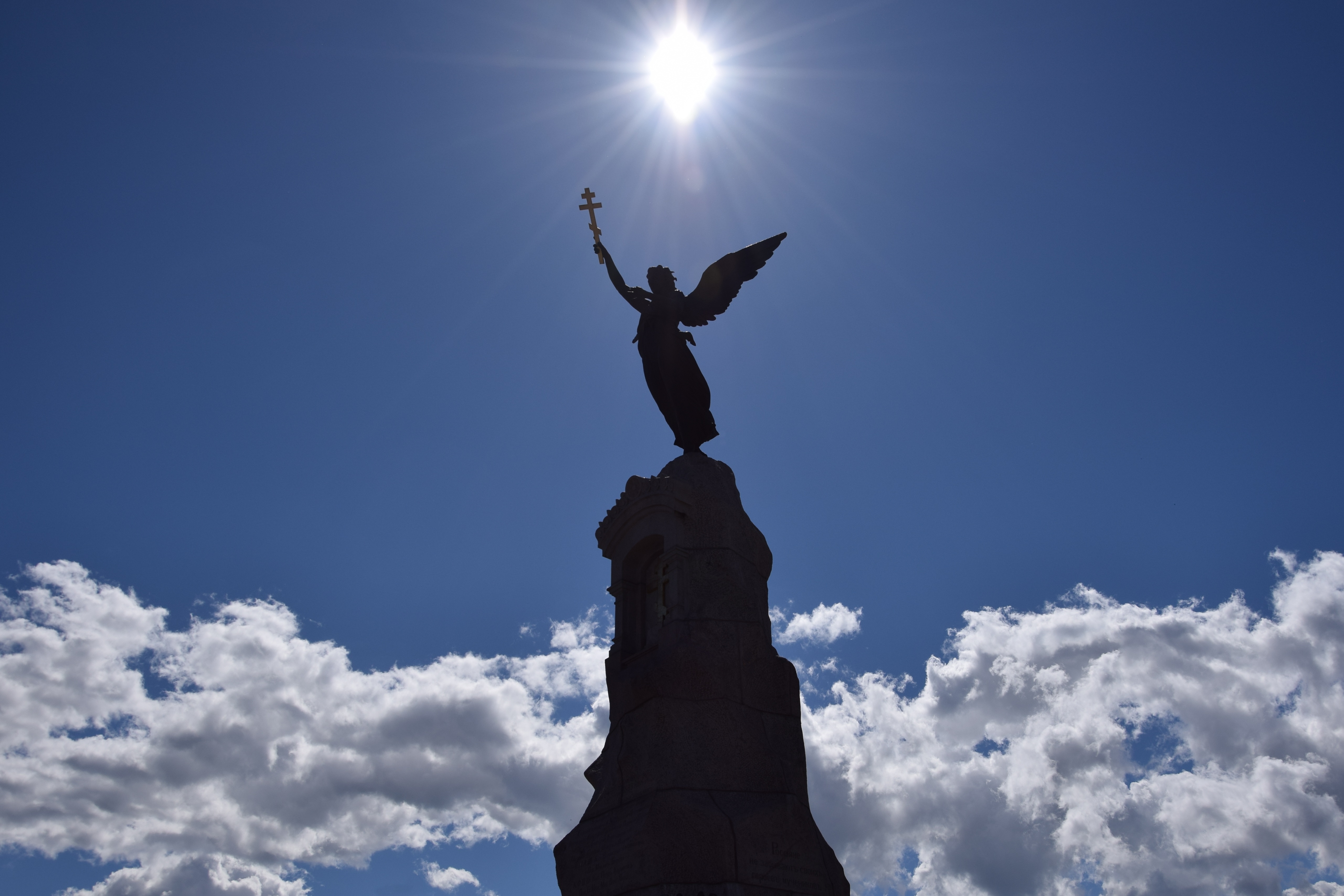 Angel Statue Memorial Monument Silhouette Statue Sunbeam 5123x3416