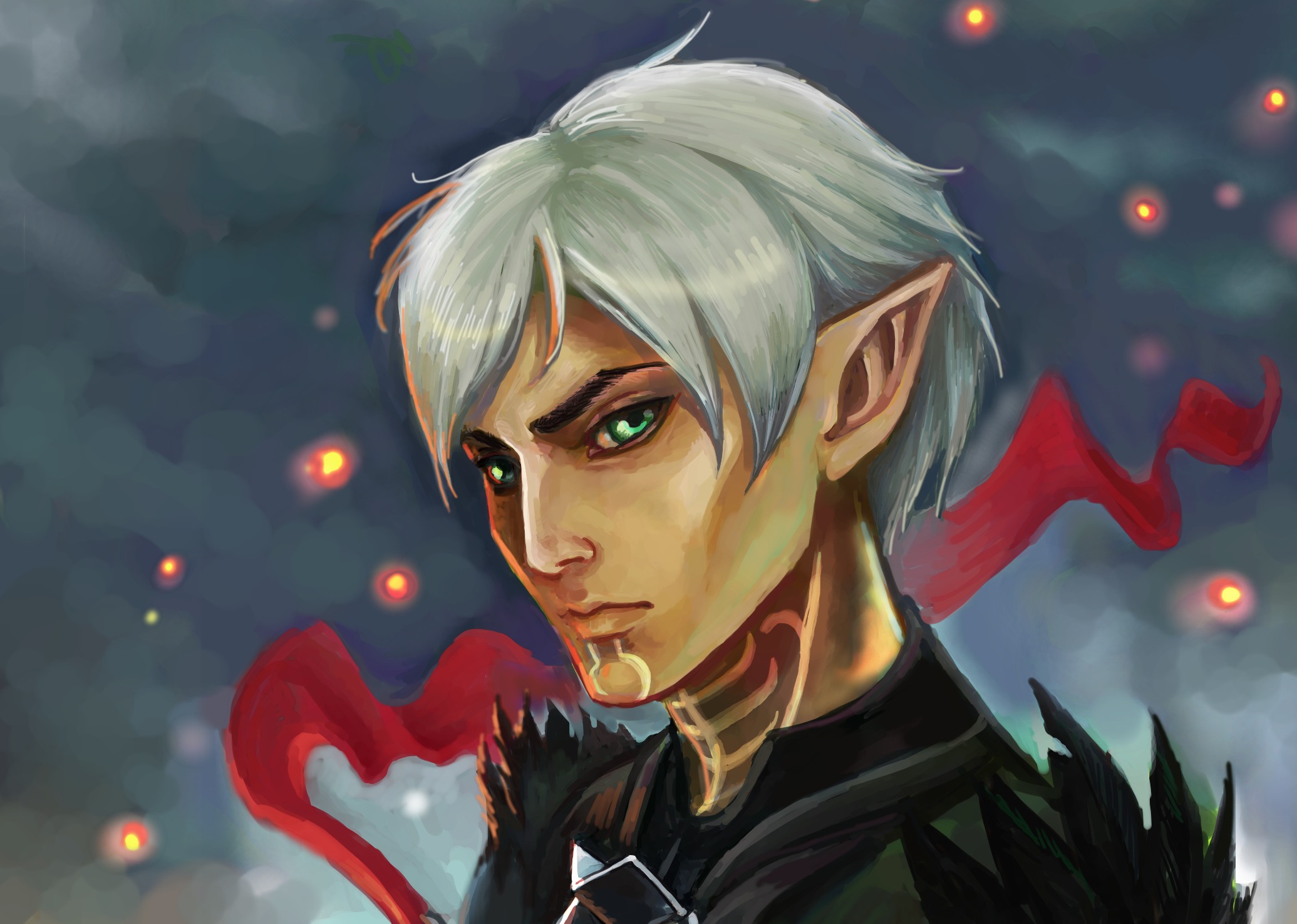 Dragon Age Ii Elf Fenris Dragon Age Ii Green Eyes Pointed Ears White Hair 2071x1475