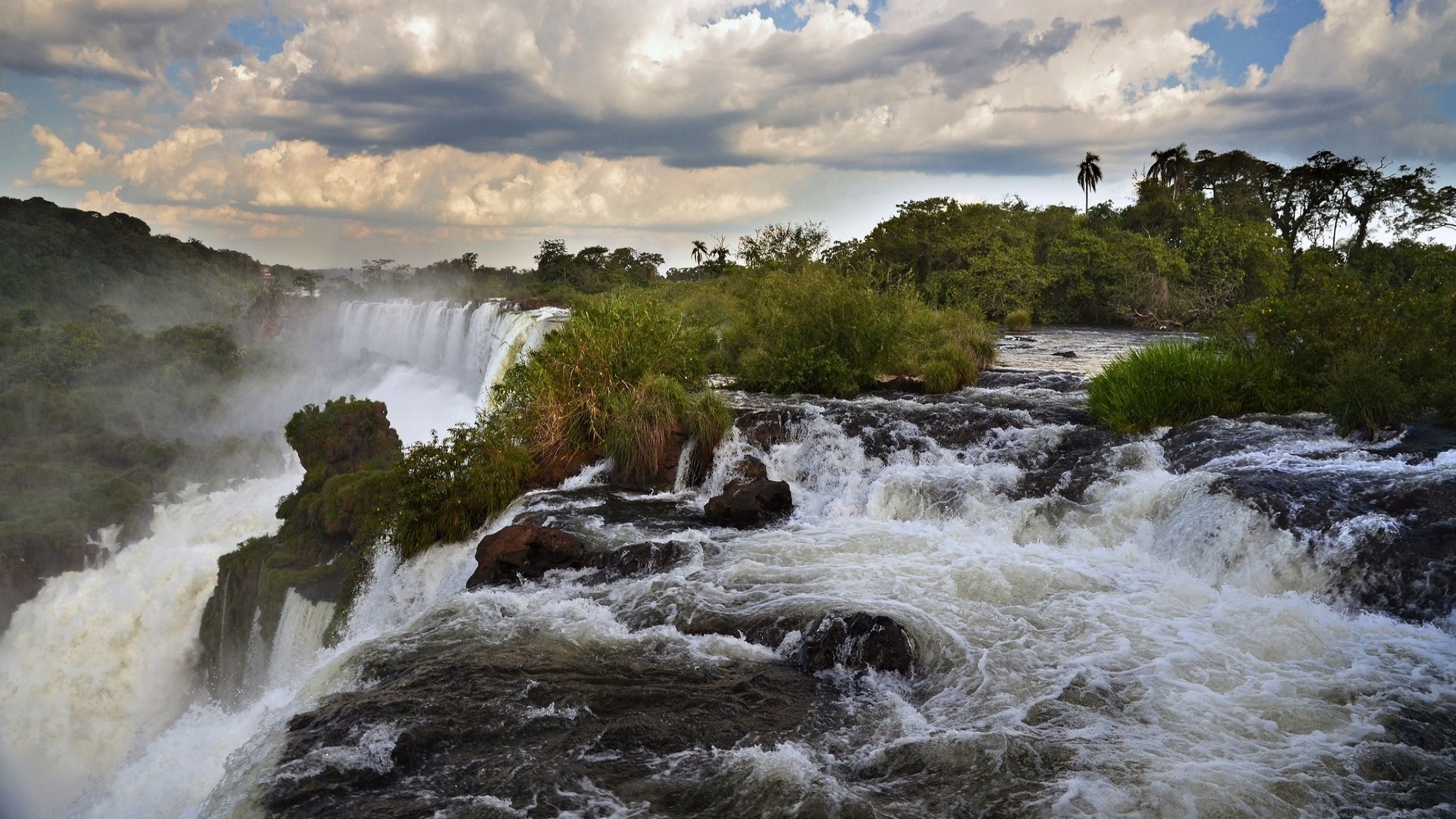 Iguazu Falls Nature Vegetation Water Waterfall 1920x1080