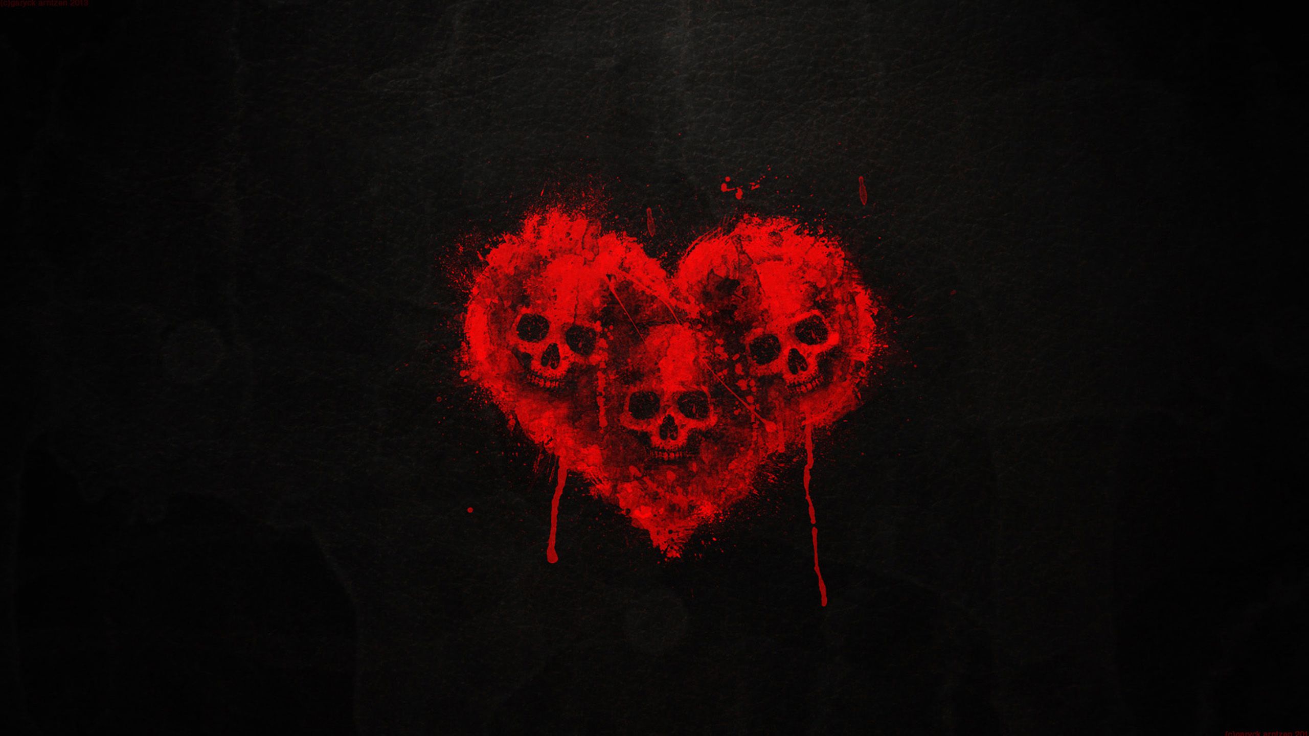 Artistic Heart Painting Red Skull 2560x1440
