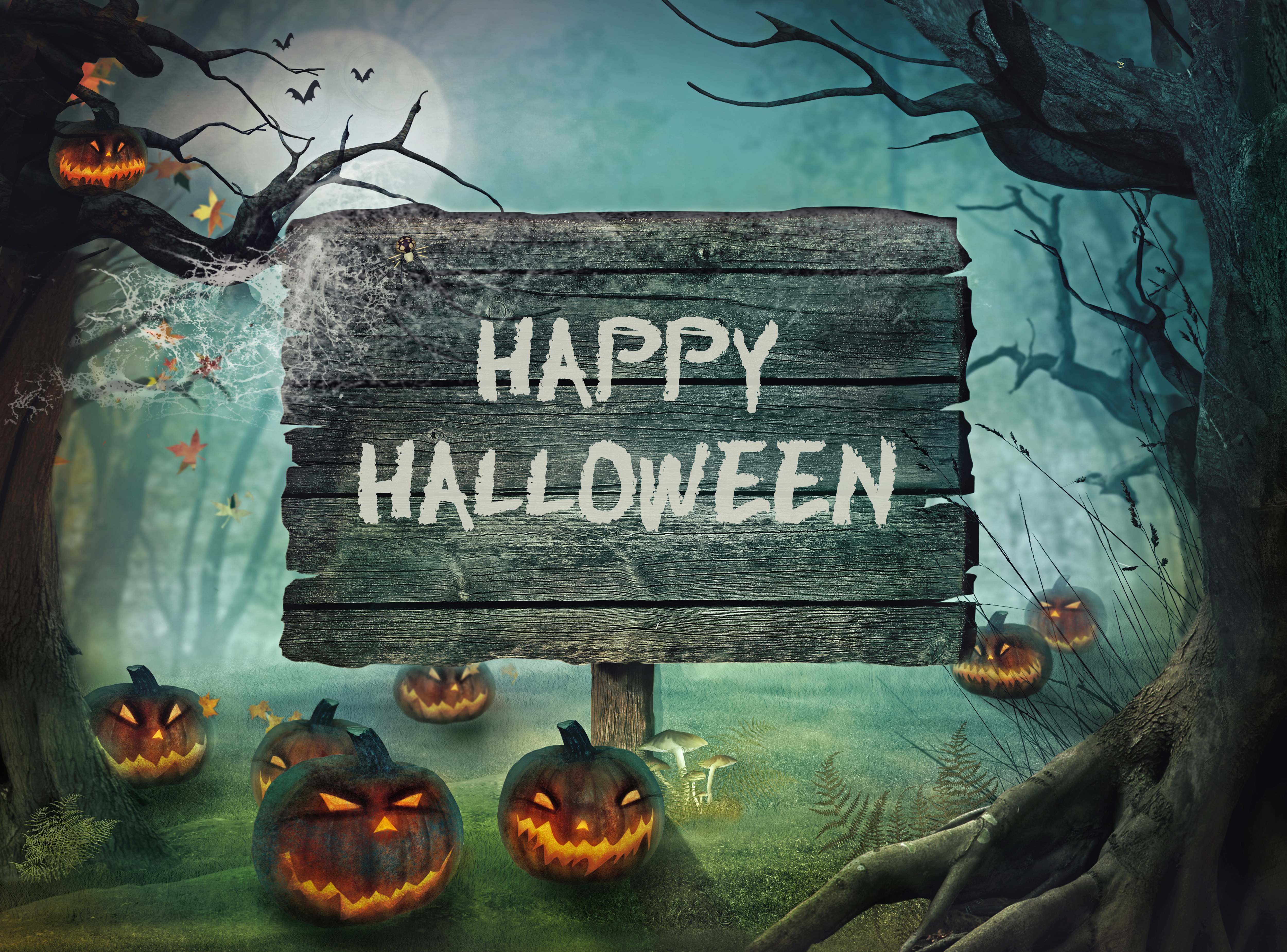 Halloween Happy Halloween Holiday Jack O 039 Lantern Moon Sign Spooky Tree 5000x3700