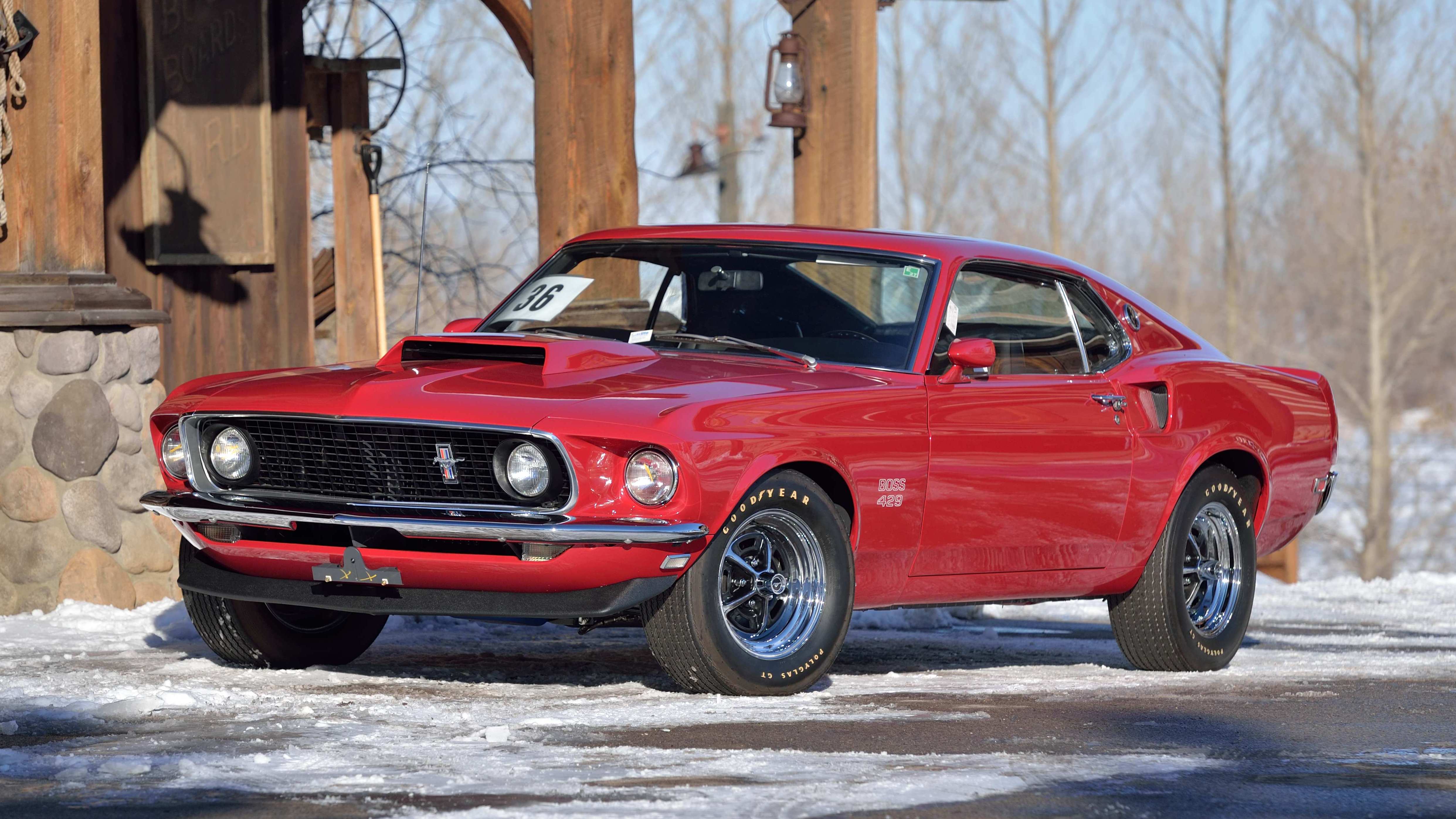 Car Fastback Ford Mustang Boss 429 Muscle Car Red Car 4966x2793