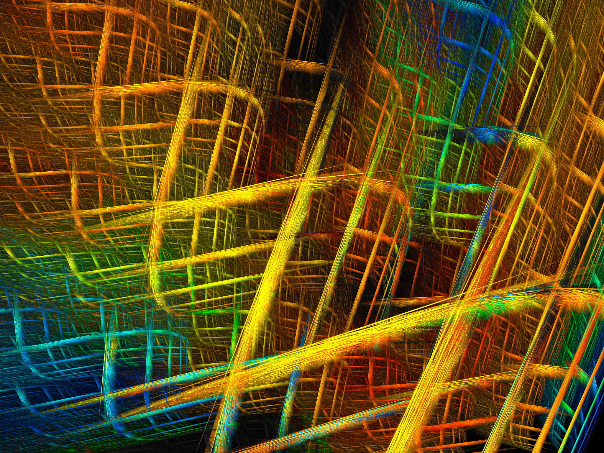 Abstract Apophysis Software Artistic Colorful Digital Art Fractal Lines 2048x1536