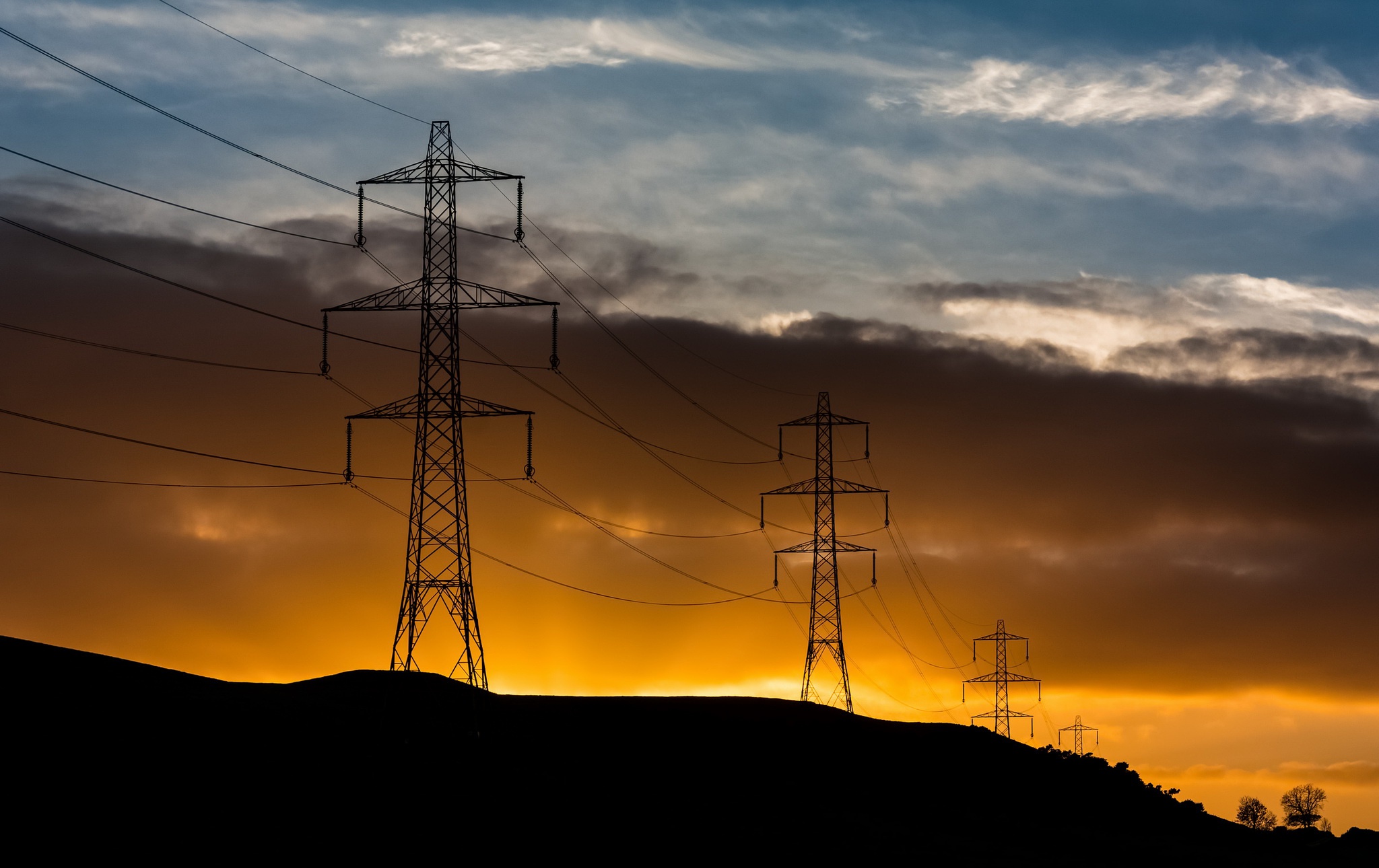 Cloud Power Line Sunrise 2048x1290