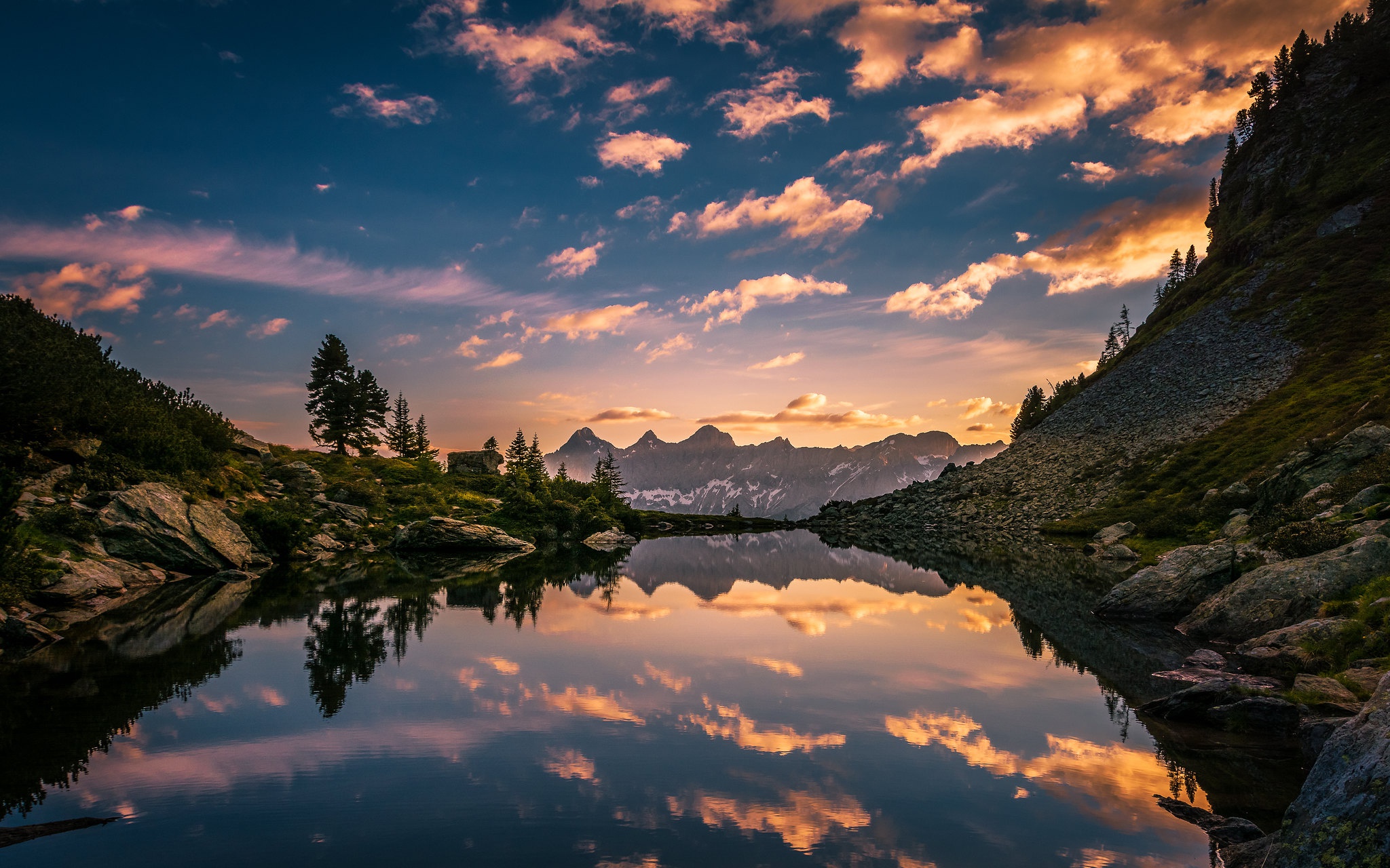 Alps Austria Dawn Lake Mountain Nature Reflection Sky 2048x1280