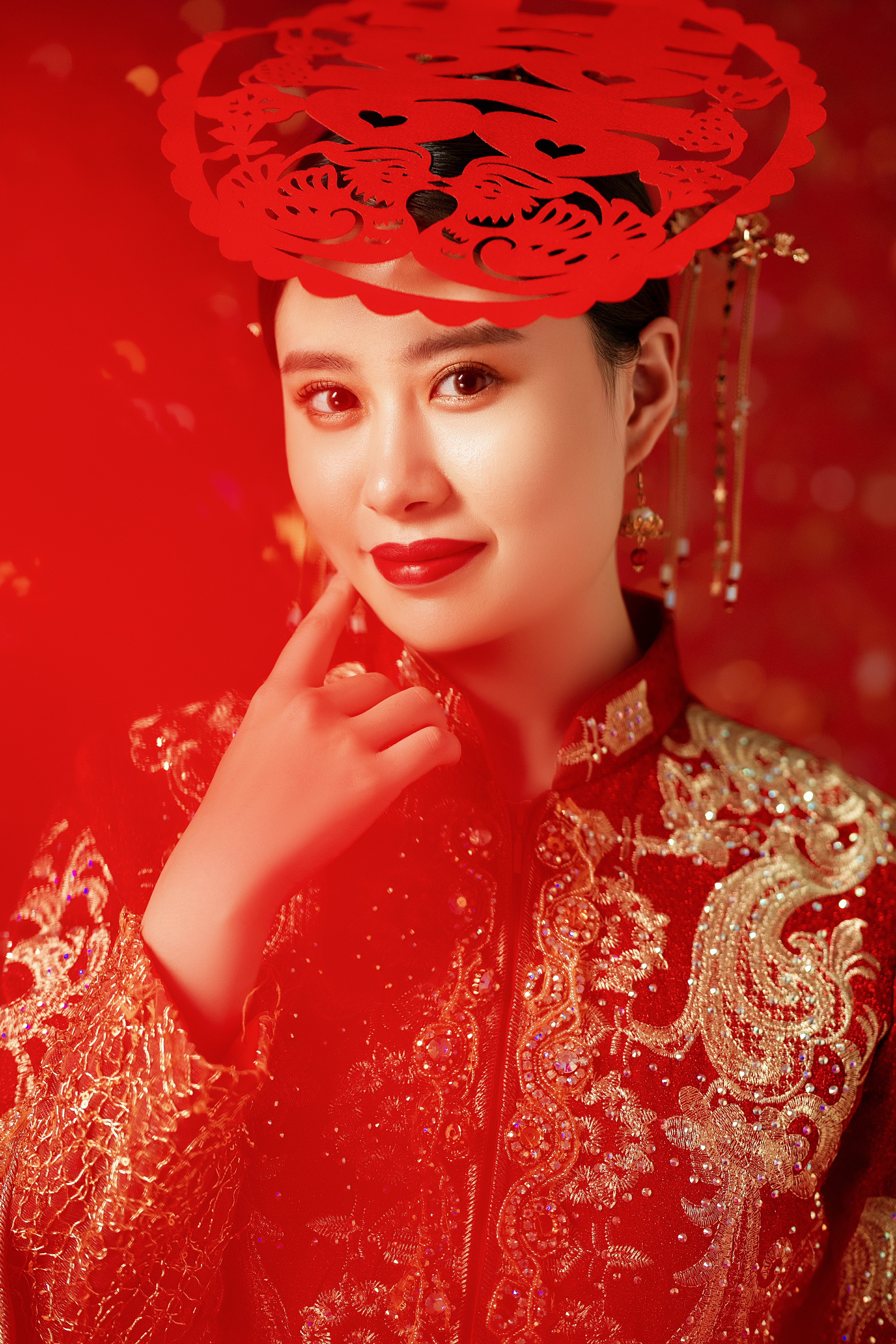 Photography Asian Portrait White Blouse Red Brides Wedding Dress 3840x5760