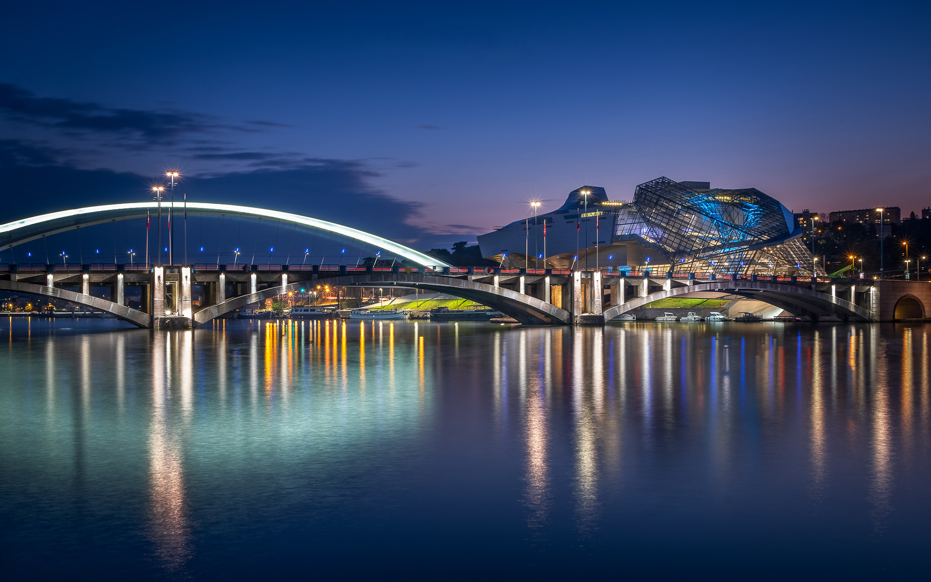 Bridge Evening France Lyon Museum 1920x1200