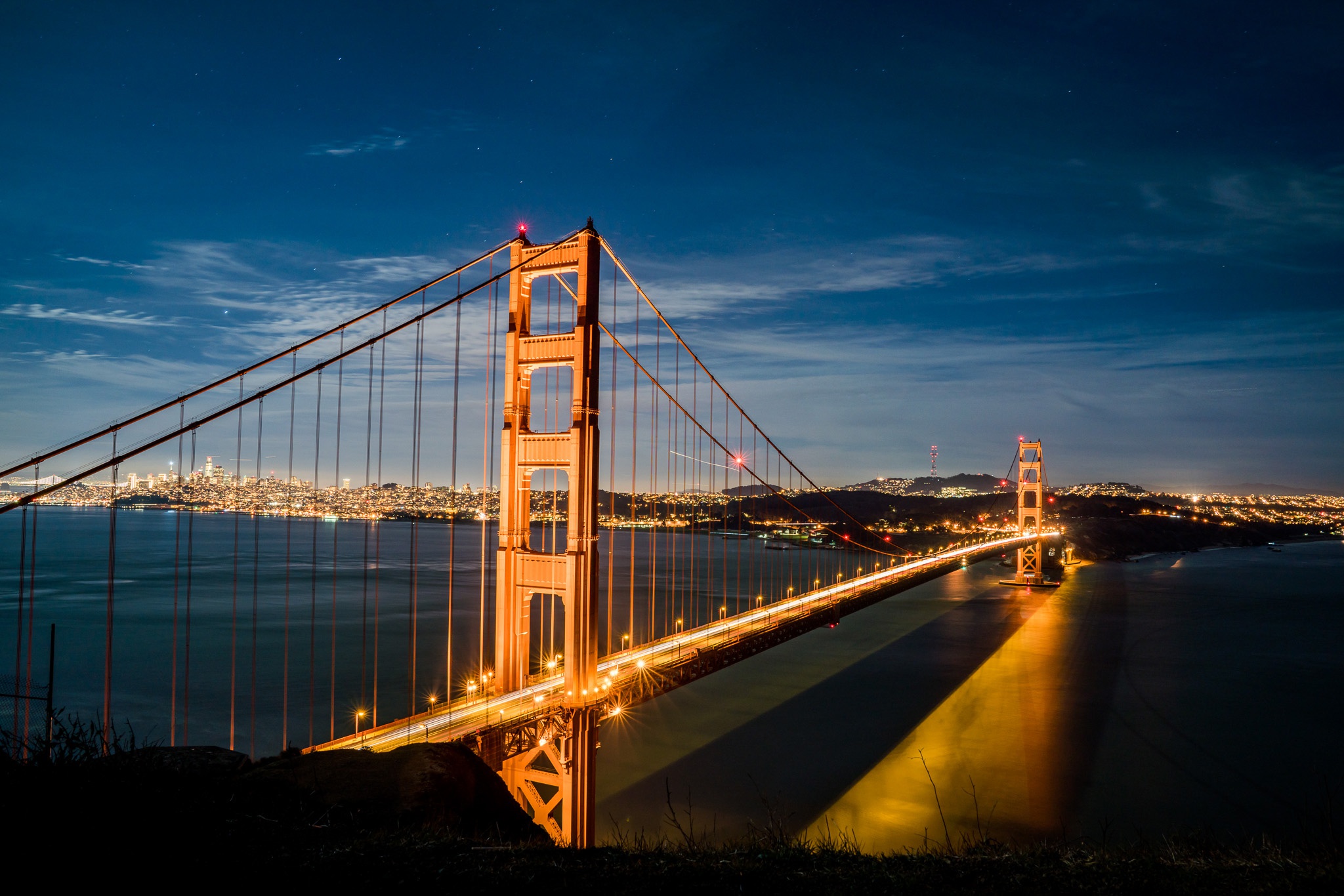 Bridge Golden Gate Night San Francisco 2048x1366