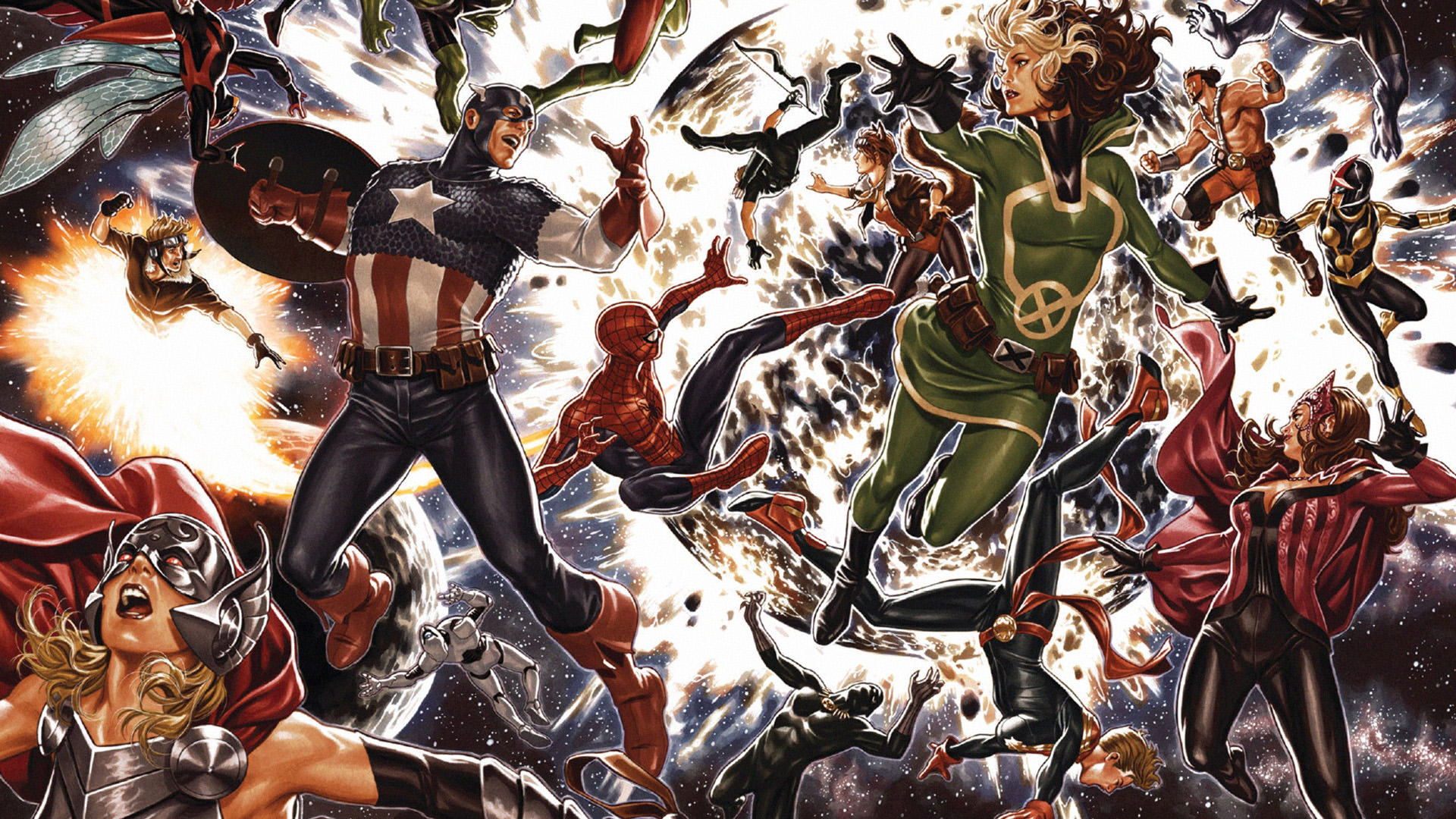Avengers Black Panther Marvel Comics Captain America Hawkeye Jane Foster Rogue Marvel Comics Scarlet 1920x1080