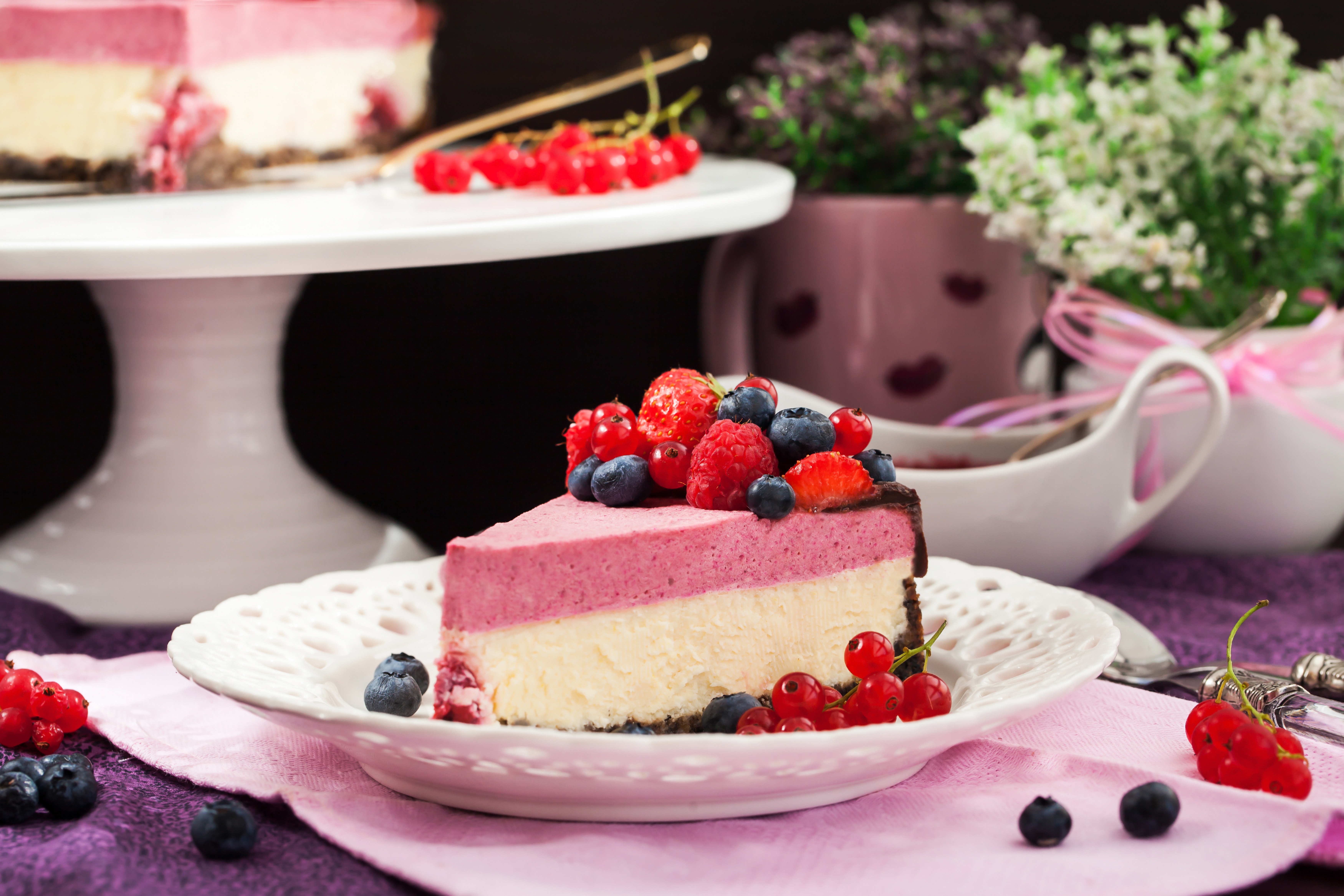 Berry Cake Cheesecake Dessert Fruit Pastry Still Life 7000x4667