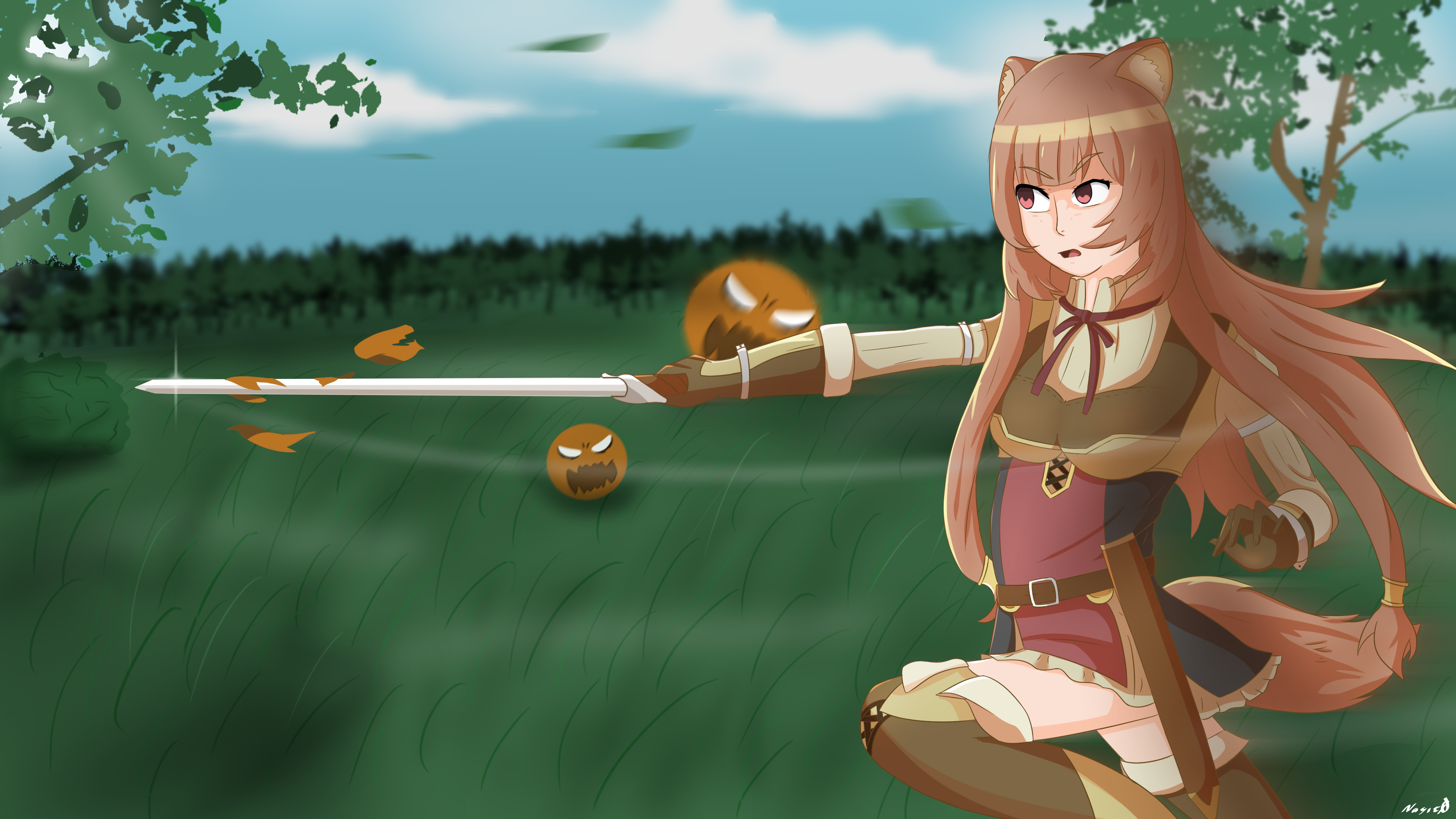 Brown Hair Pink Eyes Raphtalia The Rising Of The Shield Hero Sword The Rising Of The Shield Hero 3840x2160