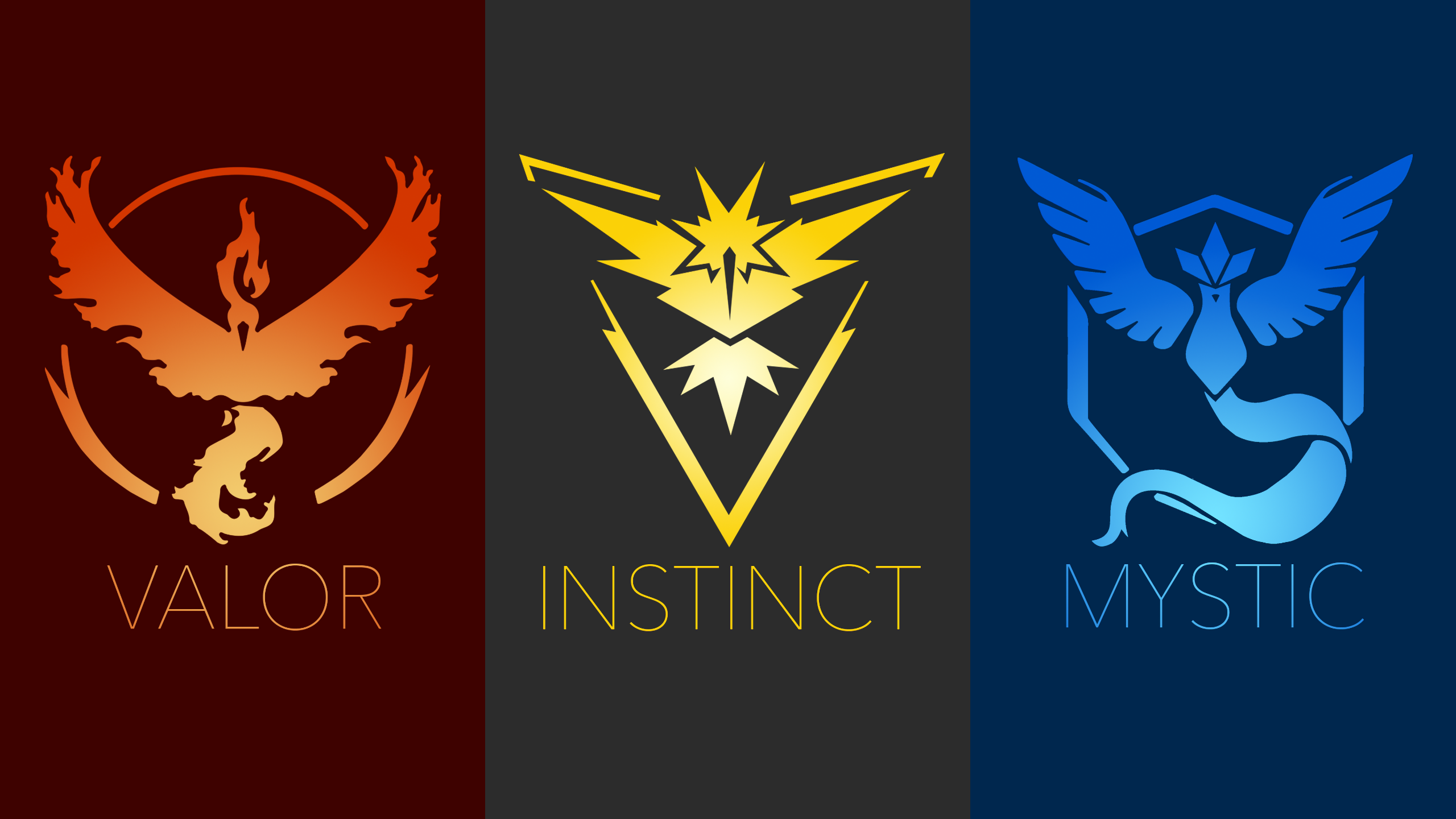 Pokemon Go Team Instinct Team Mystic Team Valor 2560x1440