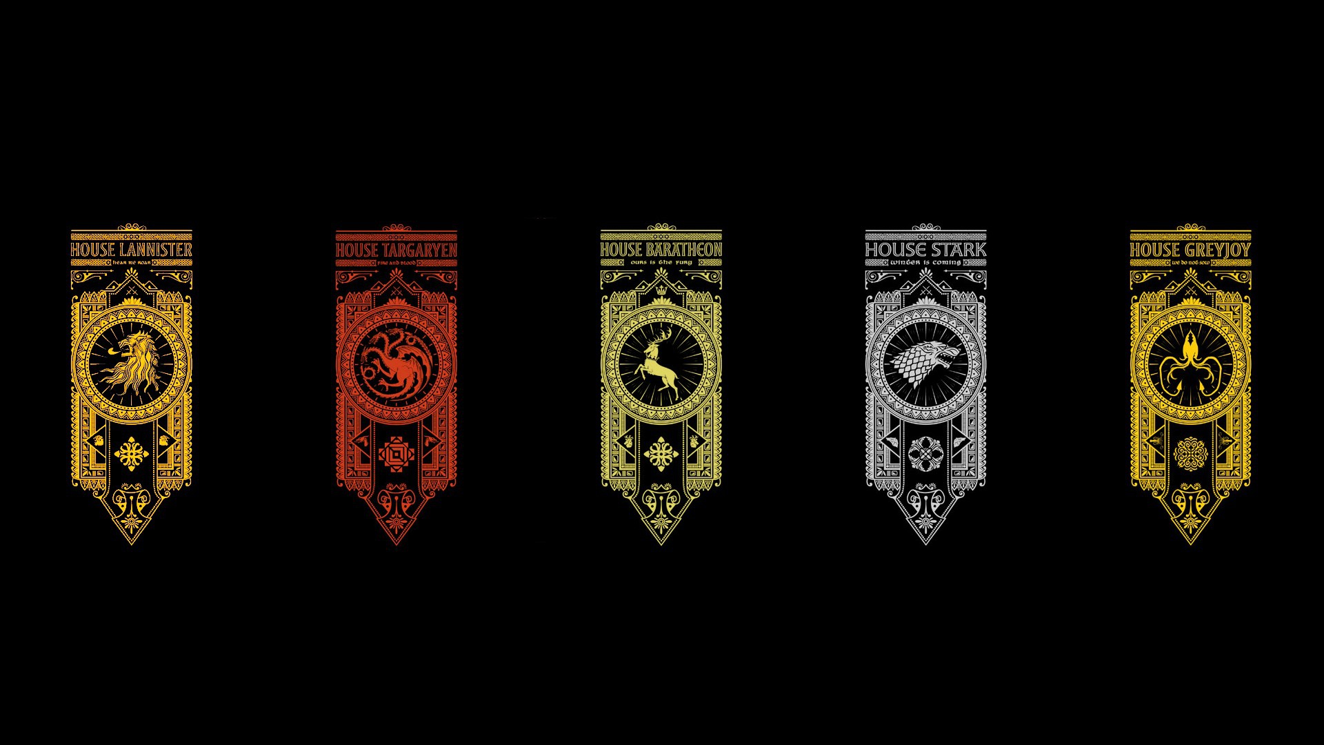 Banner Game Of Thrones House Baretheon House Greyjoy House Lannister House Stark House Targaryen 1920x1080