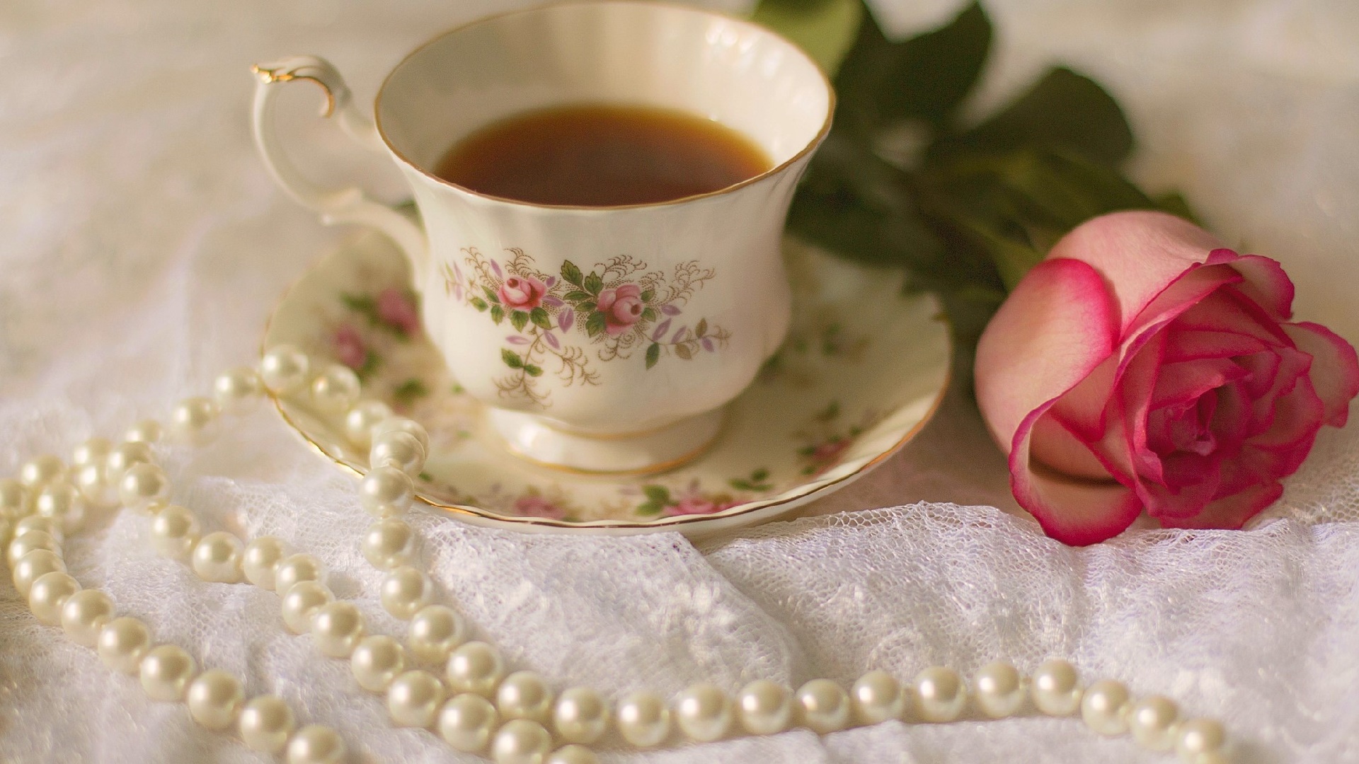 Pearl Rose Still Life Teacup 1920x1080