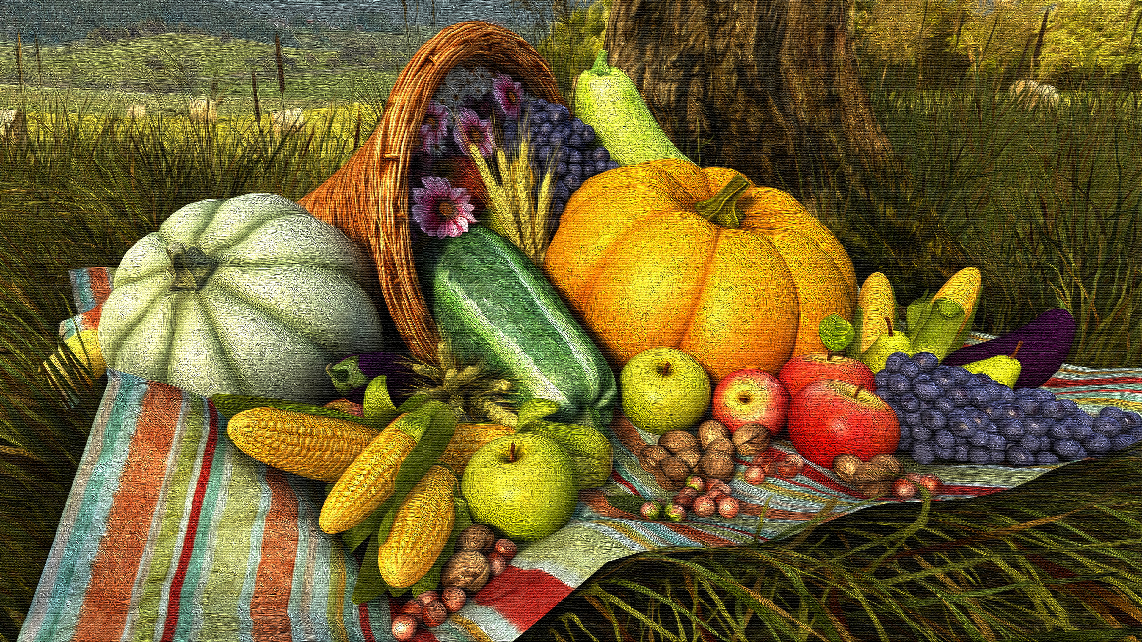 Artistic Food Harvest Thanksgiving 3840x2160