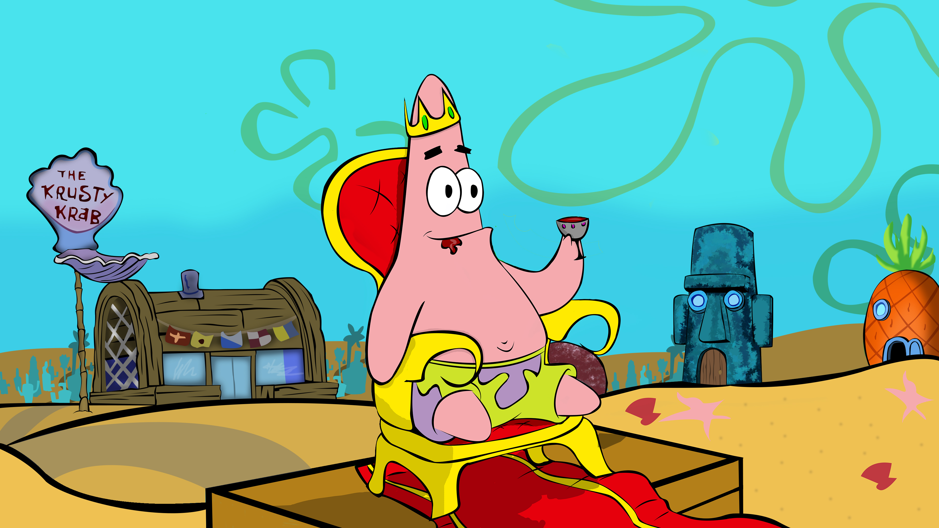 Patrick Spongebob Squarepants Spongebob Drawing Illustration 3840x2160