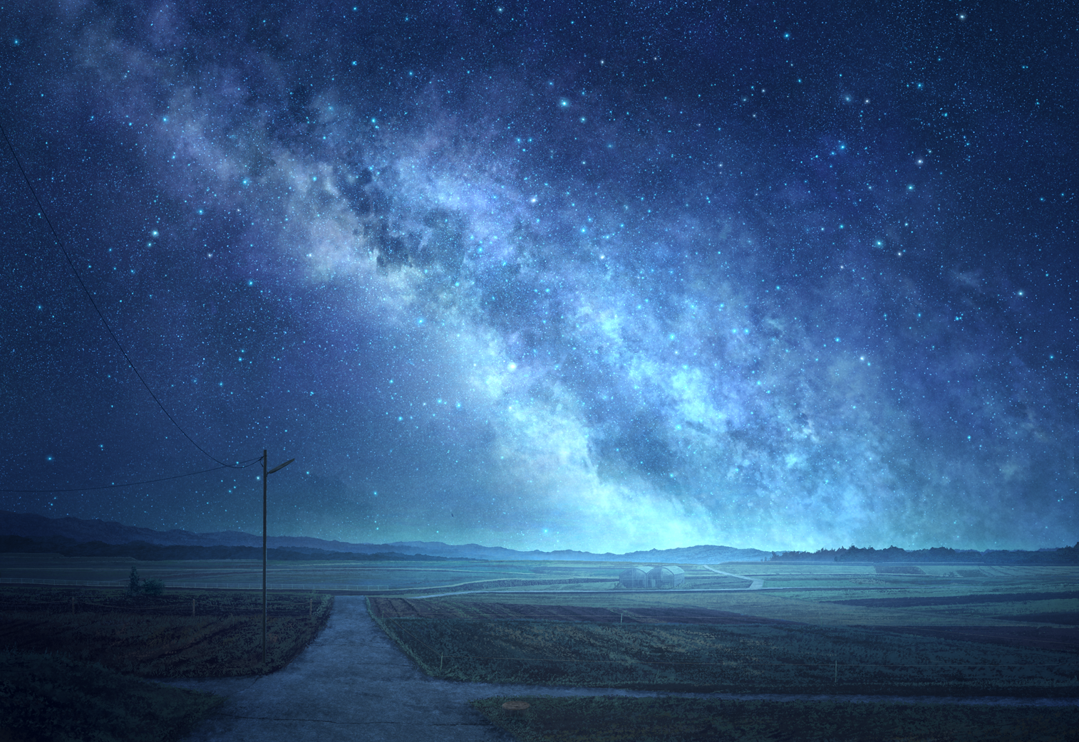 Artwork Digital Art Landscape Mks Sky Stars Field Night Milky Way 1514x1042