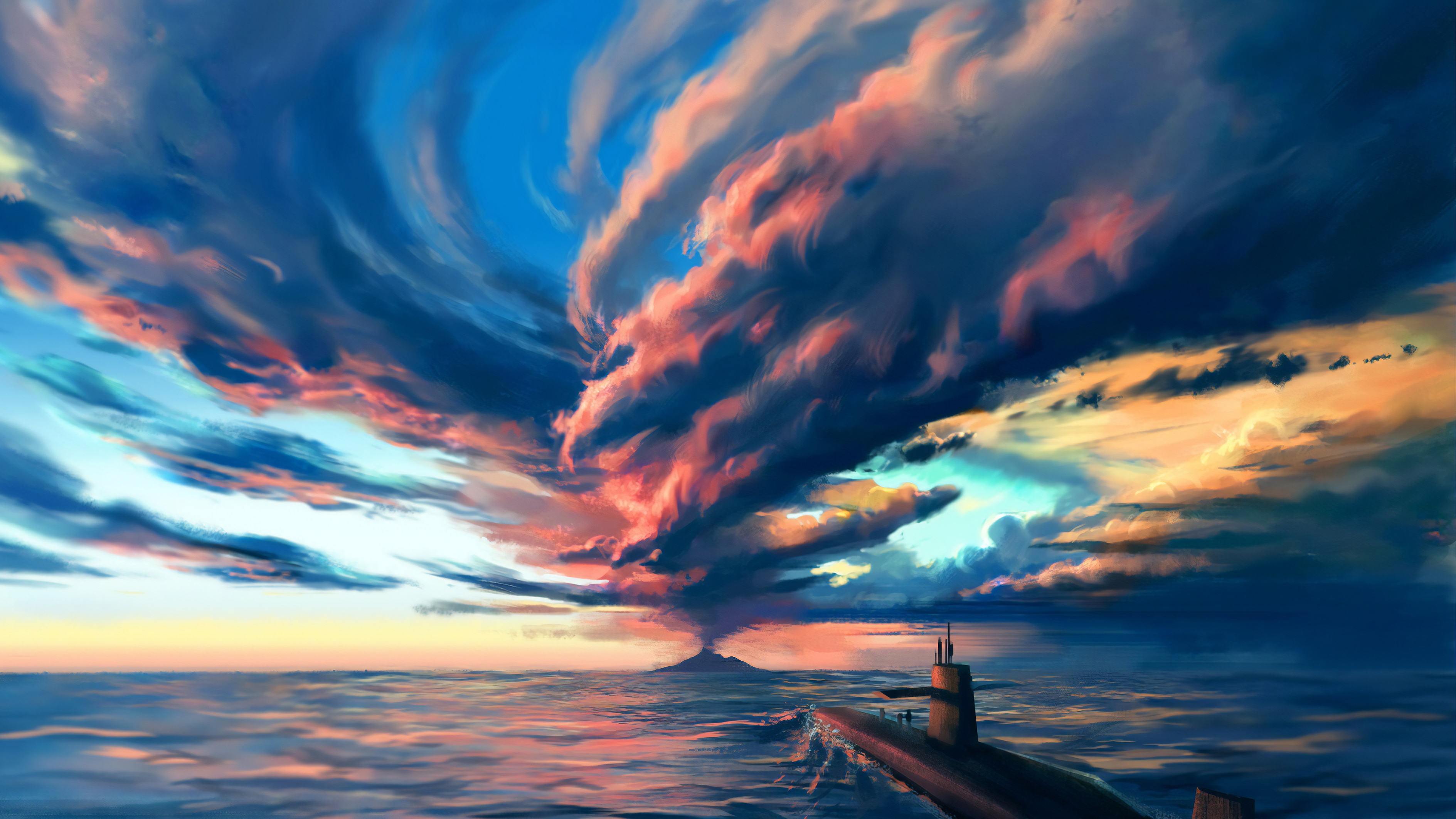 Cloud Ocean Submarine 3777x2125