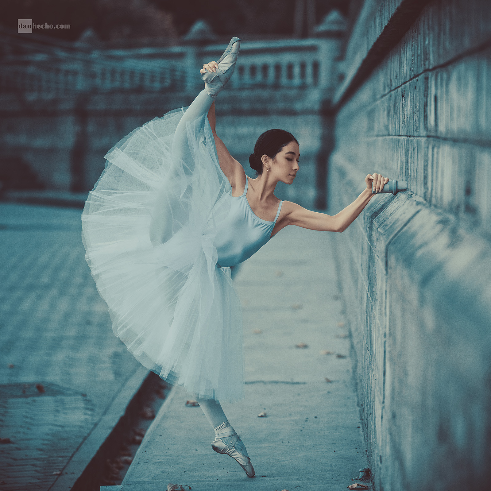 Dan Hecho Women Ballerina Dark Hair Hairbun Dress White Clothing Flexible Stretching Outdoors Blue B 1600x1600