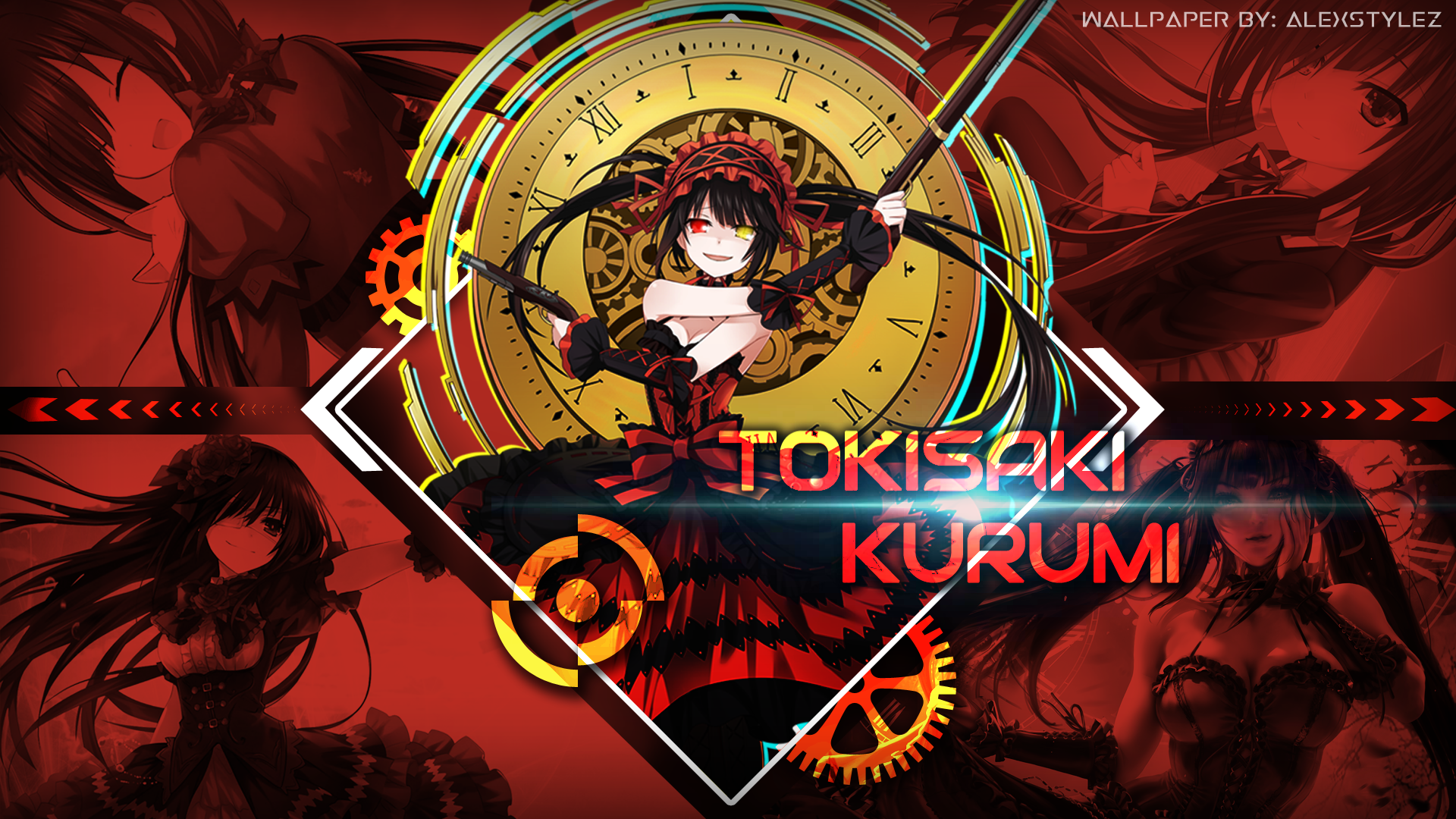 Tokisaki Kurumi Date A Live Orange Anime Wallpaper Vector Photoshop 1920x1080