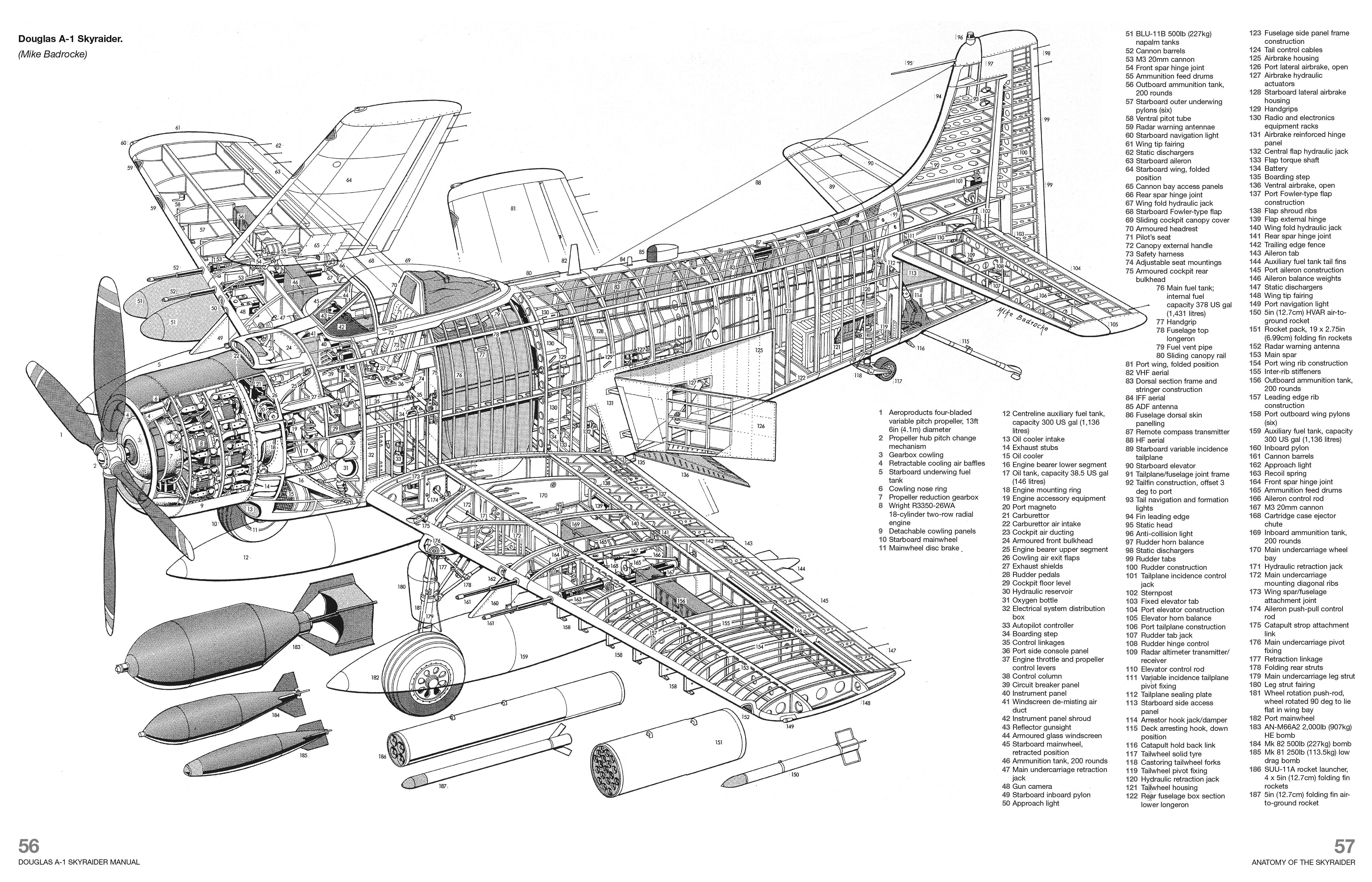 Airplane Drawing Cross Section Blueprints Douglas A 1 Skyraider 4728x3040