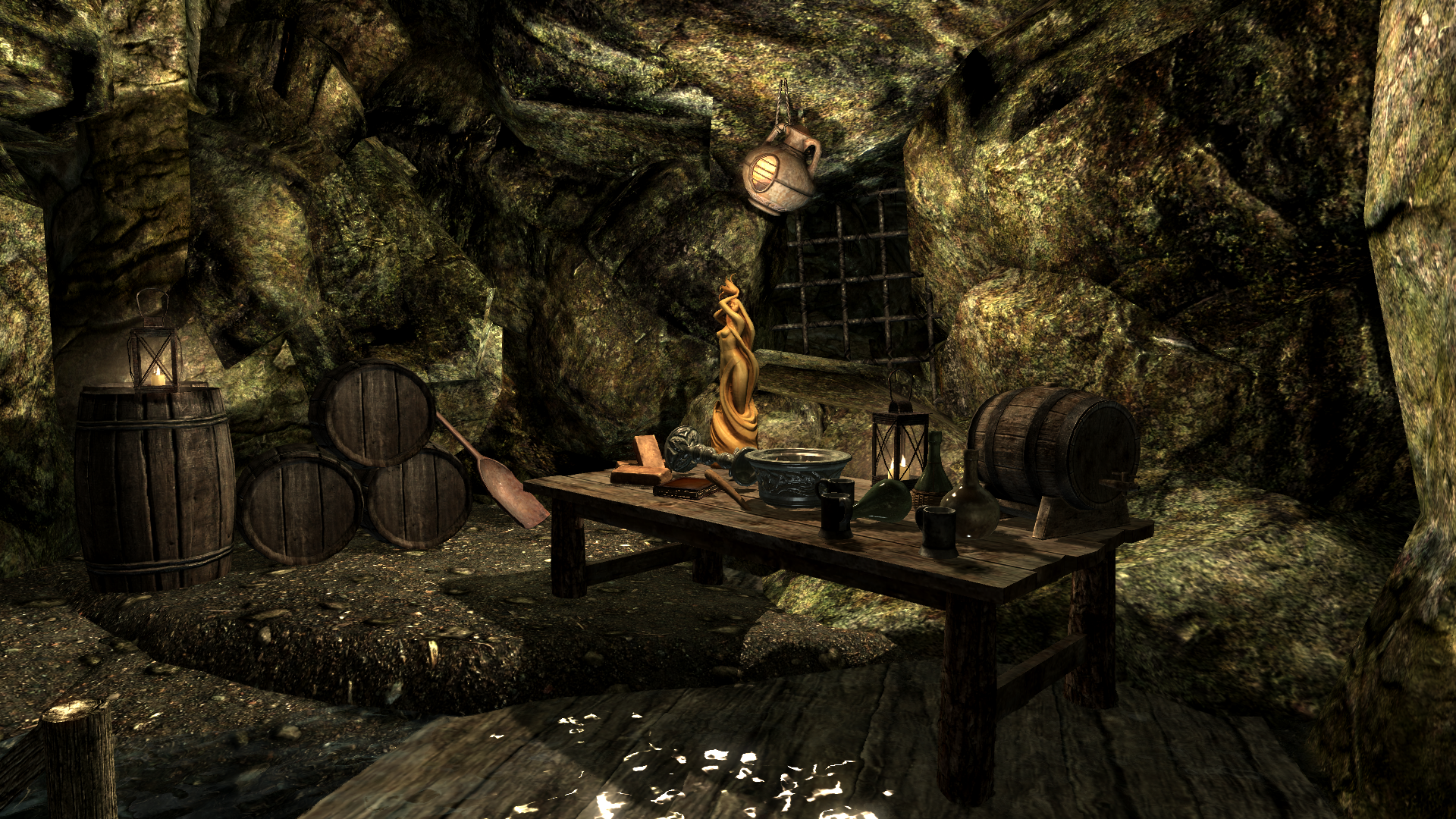 The Elder Scrolls V Skyrim Water Cave Video Games Atmosphere Low Light RPG PC Gaming Screen Shot 1920x1080