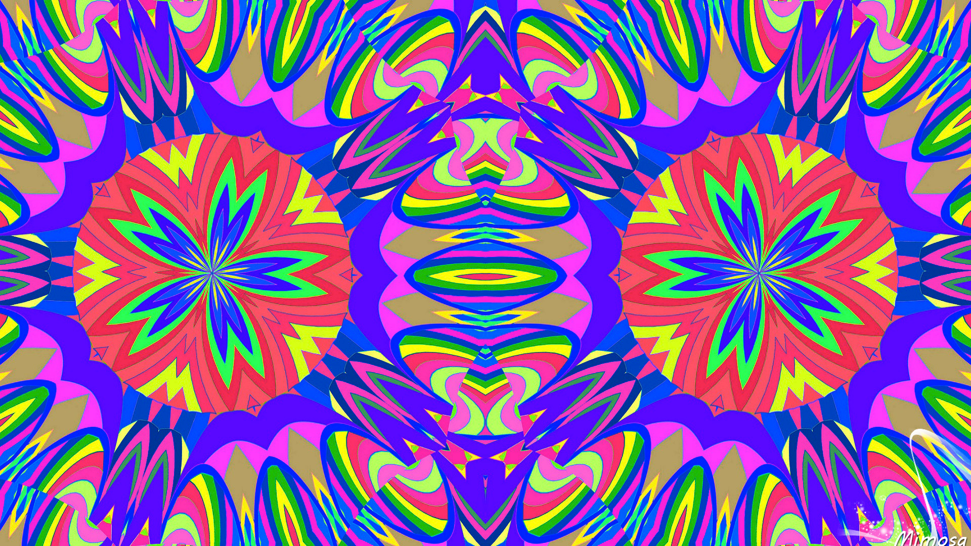Artistic Colors Digital Art Kaleidoscope Pattern Psychedelic Symmetry 1920x1080