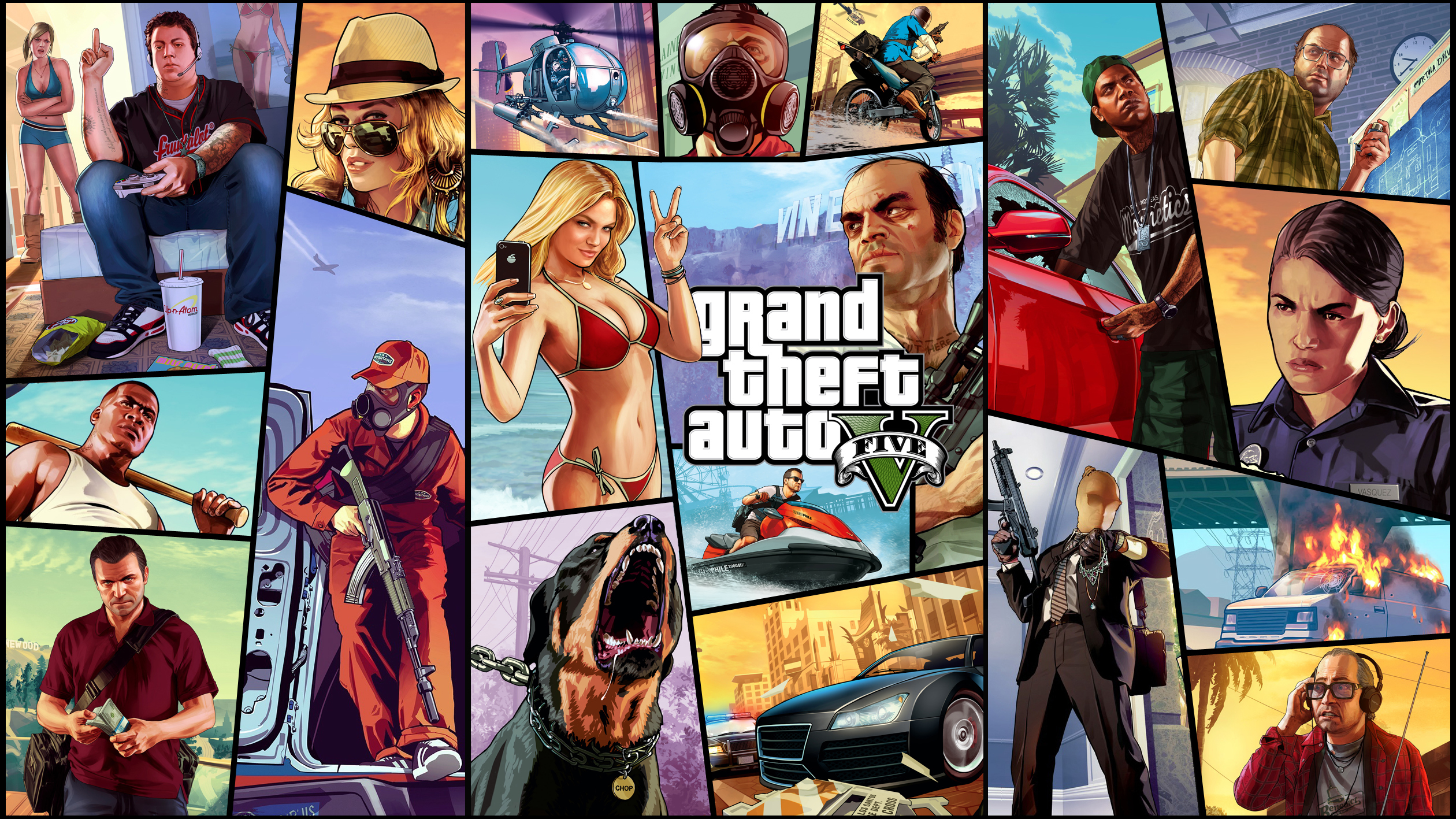 Grand Theft Auto V Game Posters 2520x1417