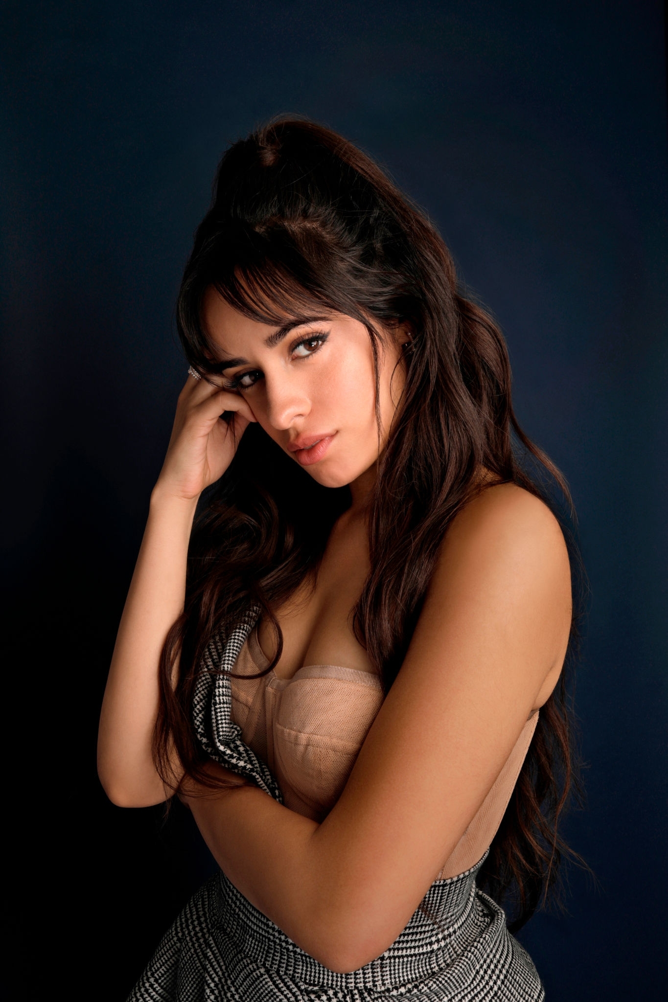 Camila Cabello Women Singer Cuban Dark Hair Simple Background 1365x2048