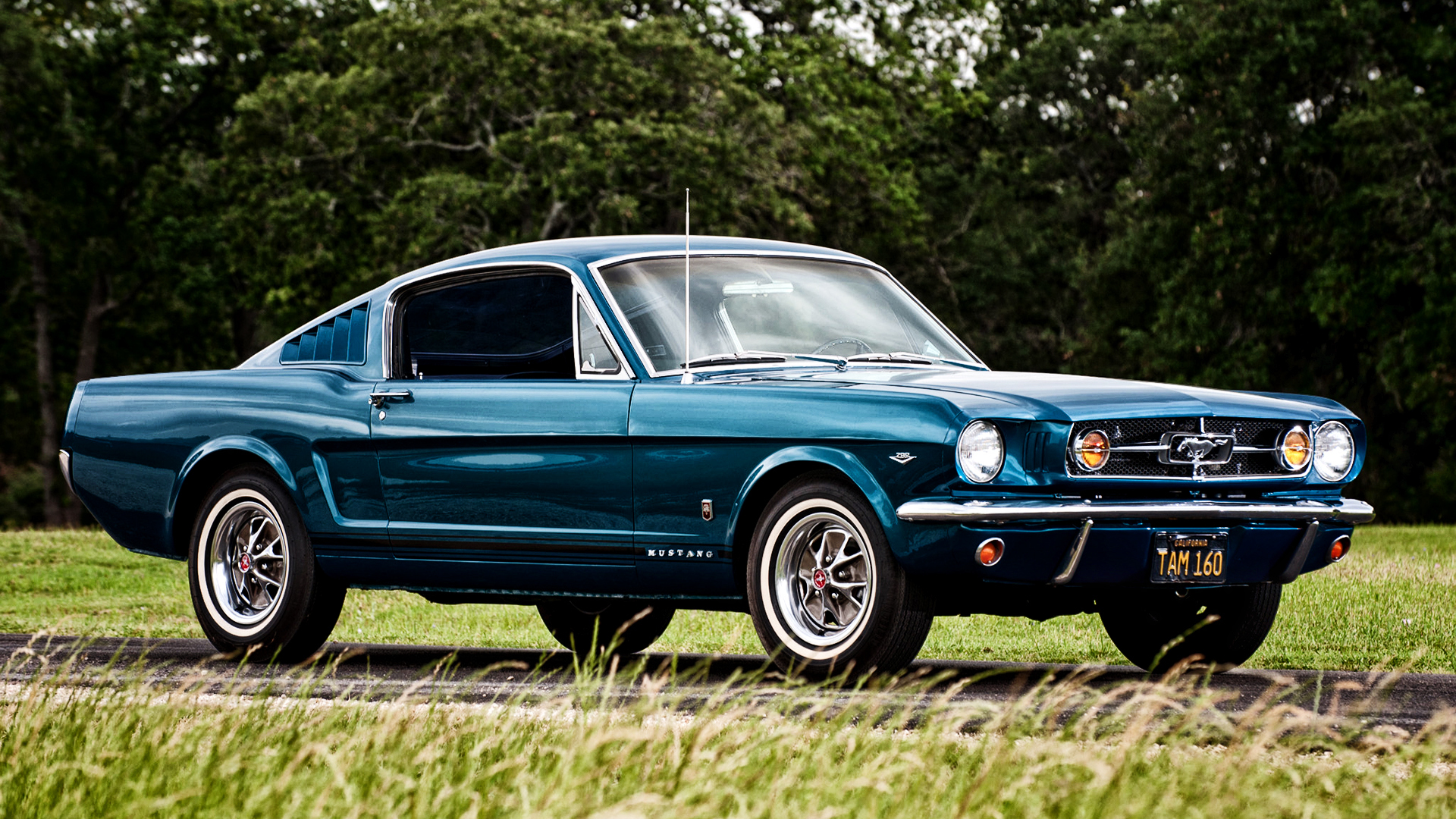 Blue Car Car Fastback Ford Ford Mustang Muscle Car Vehicle 1920x1080