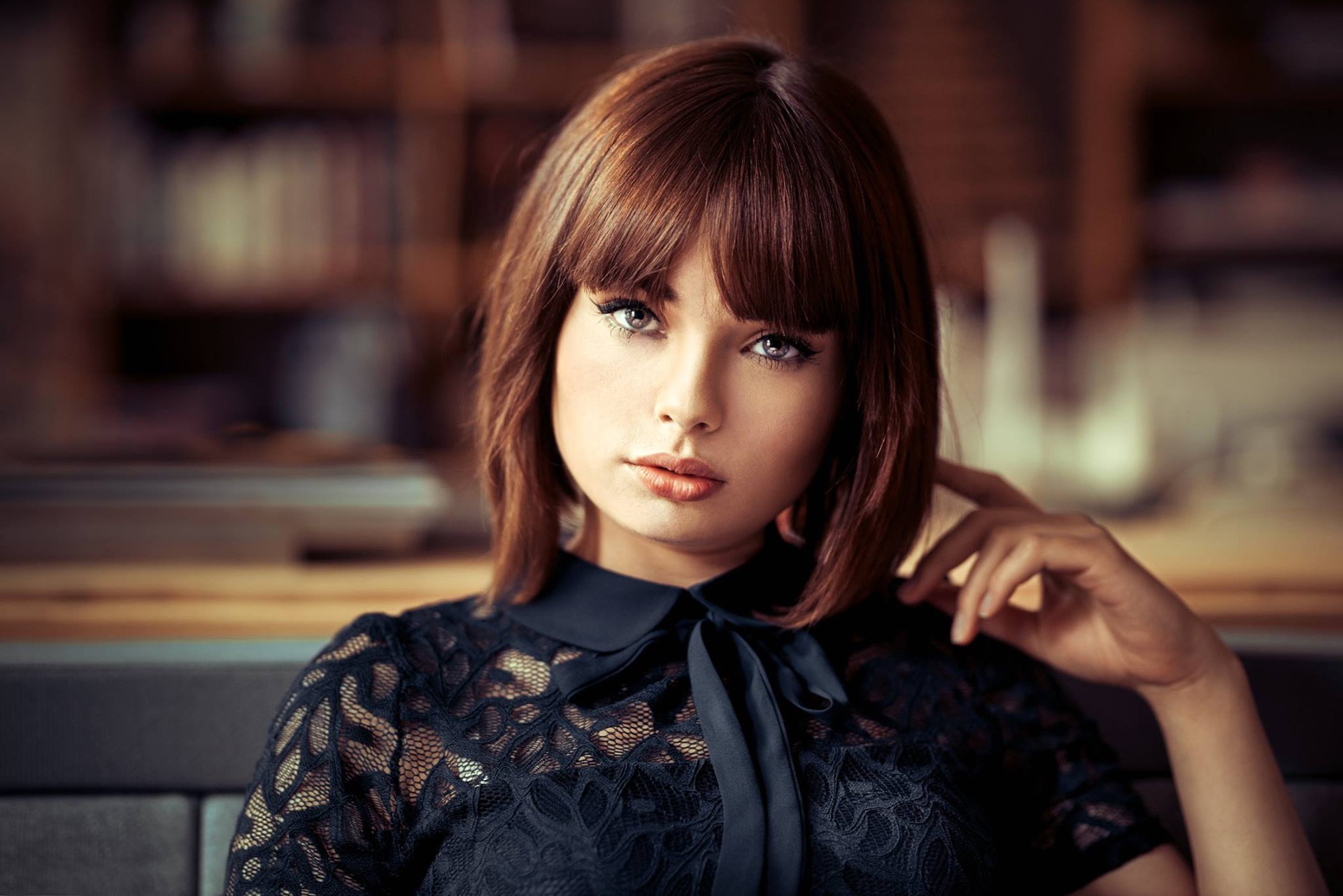 Brunette Depth Of Field Face Girl Model Short Hair Woman 1920x1282