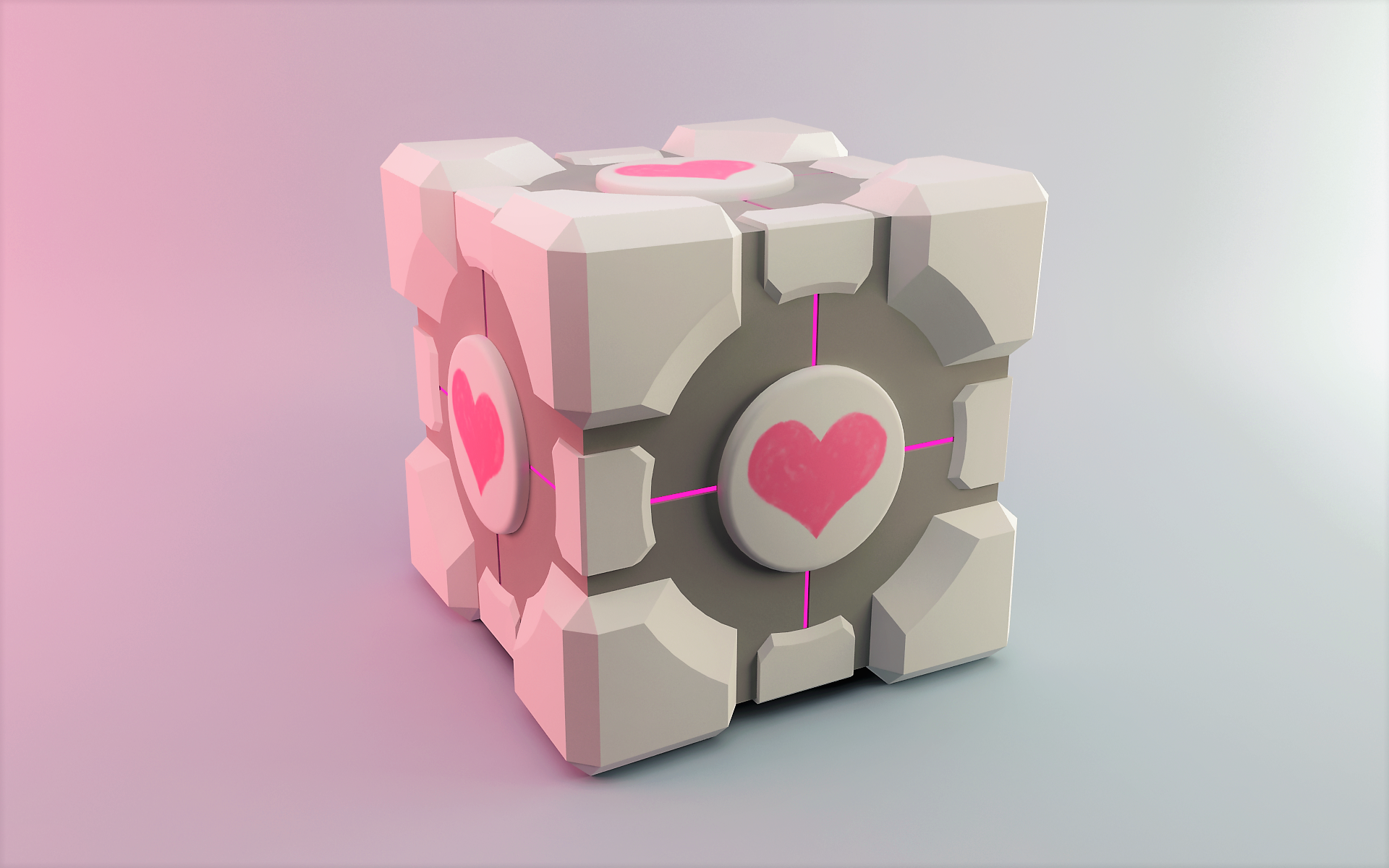 Artistic Cube Heart Pink White 1920x1200