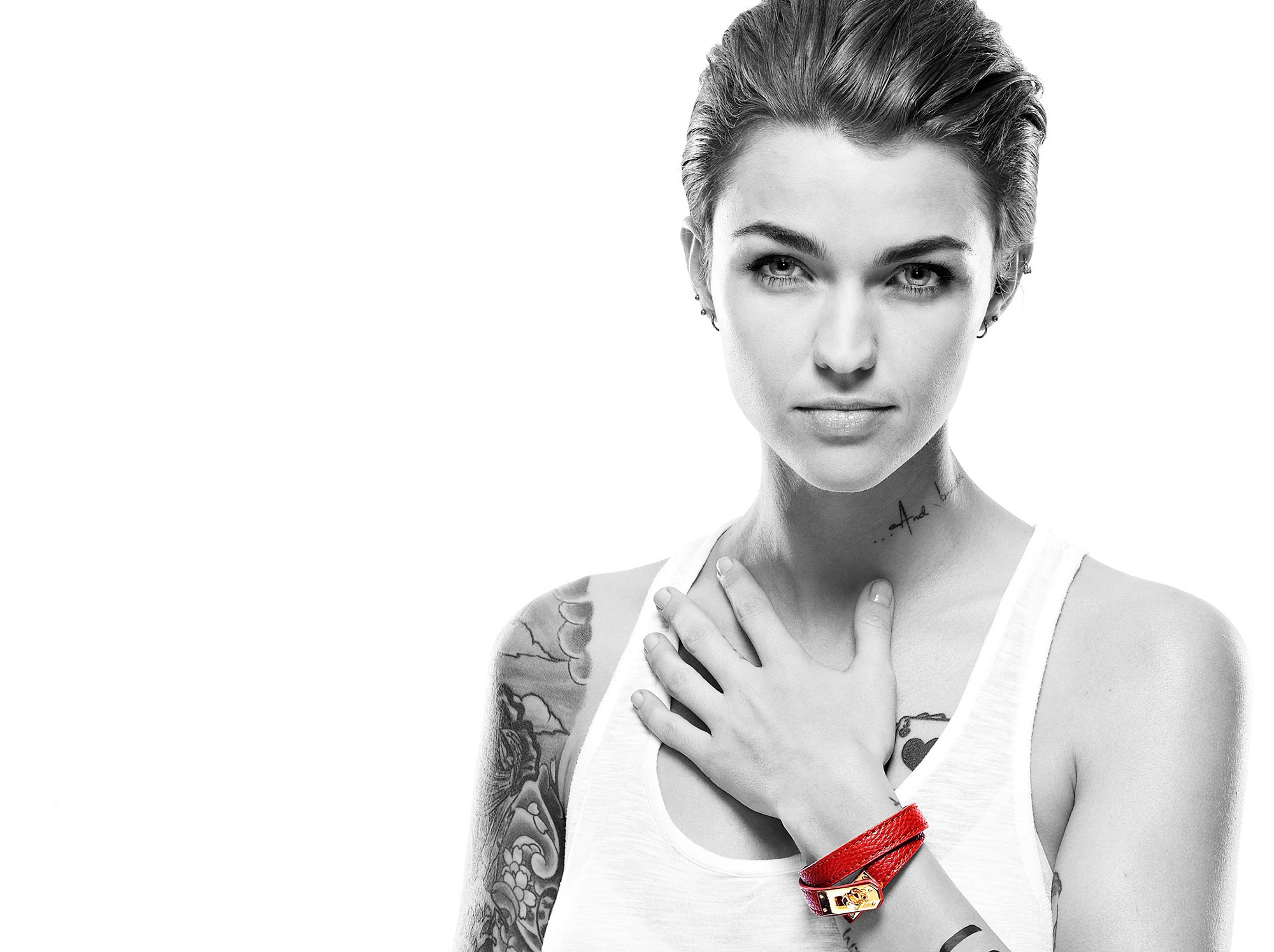 Actress Australian Black Amp White Ruby Rose Selective Color Short Hair Tattoo 2000x1495