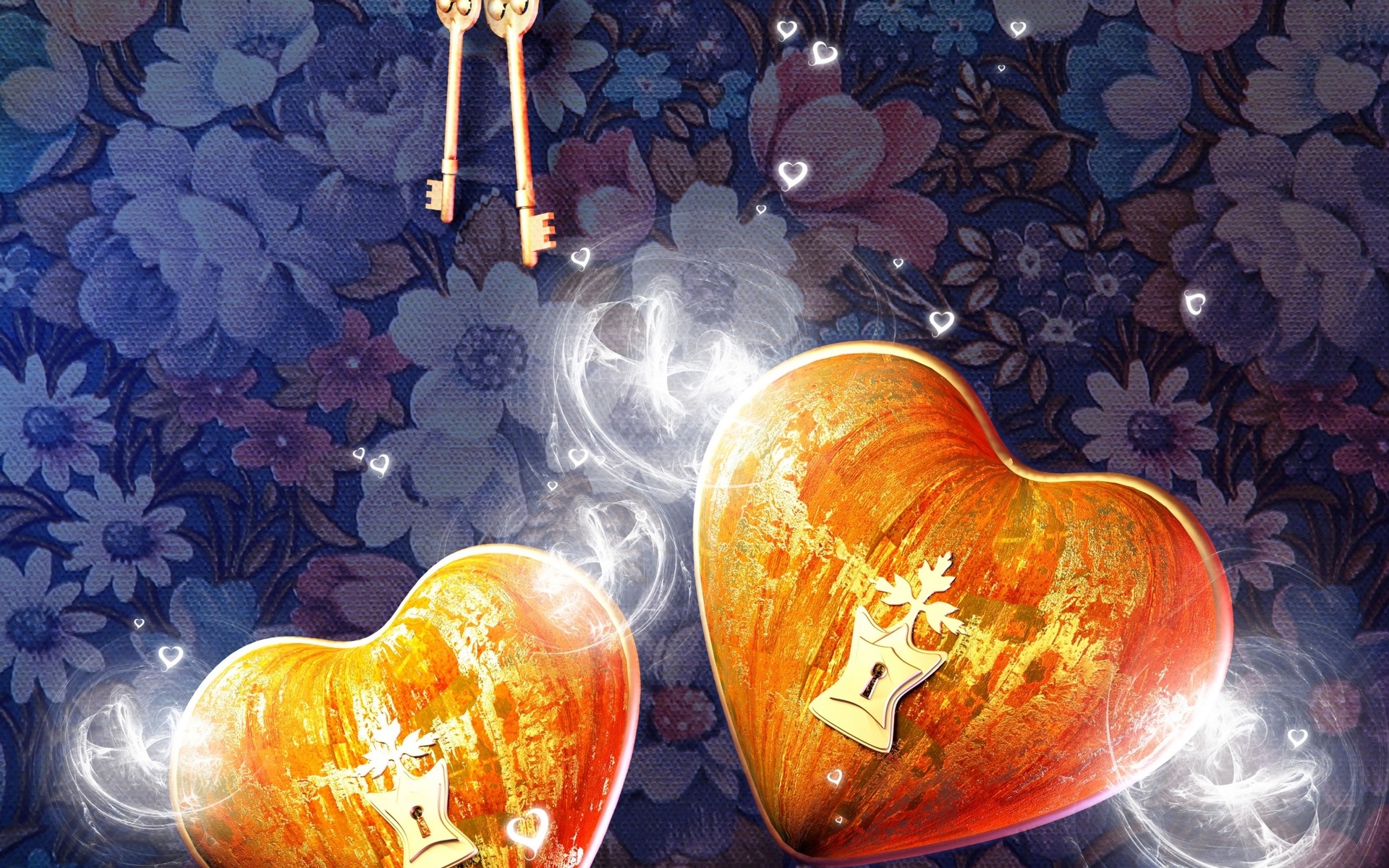 Artistic Heart Key Lock Love 1920x1200