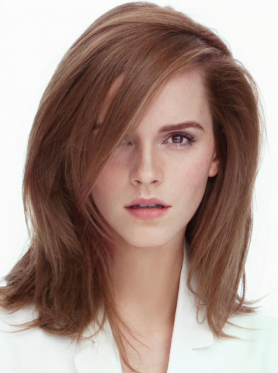 Emma Watson Women Actress British Brunette Young Woman Face Simple Background Long Hair Hair Coverin 955x1280