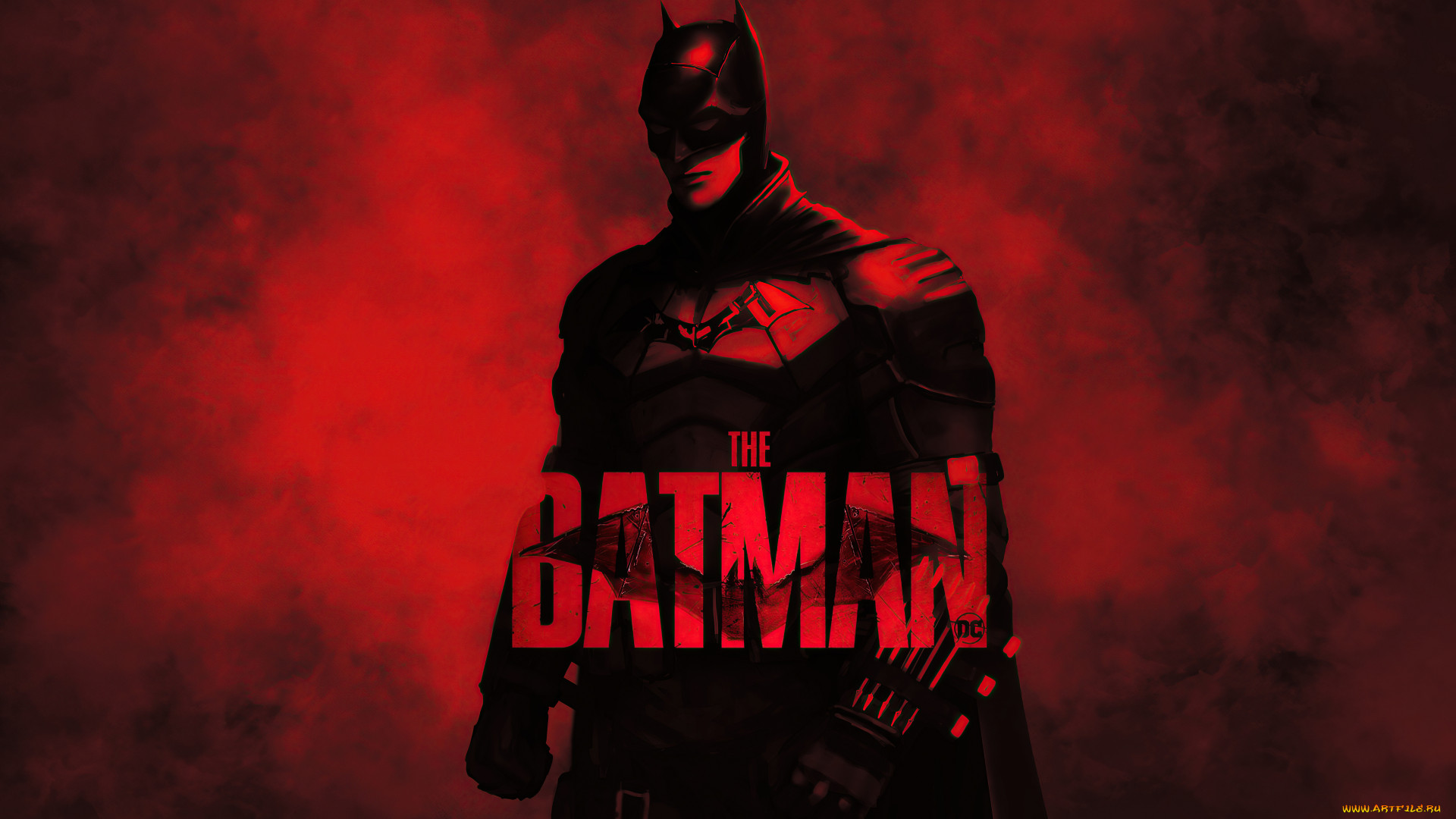 Robert Pattinson The Batman 2021 Movies Artwork Batman Red Red Background 1920x1080