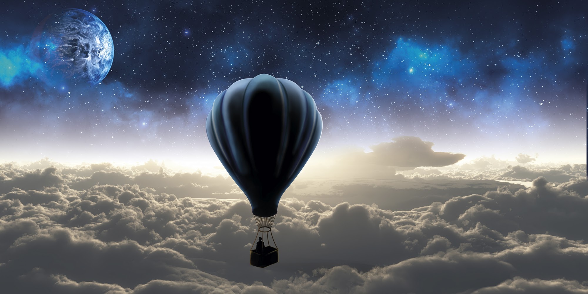 Cloud Hot Air Balloon Moon 2000x1000