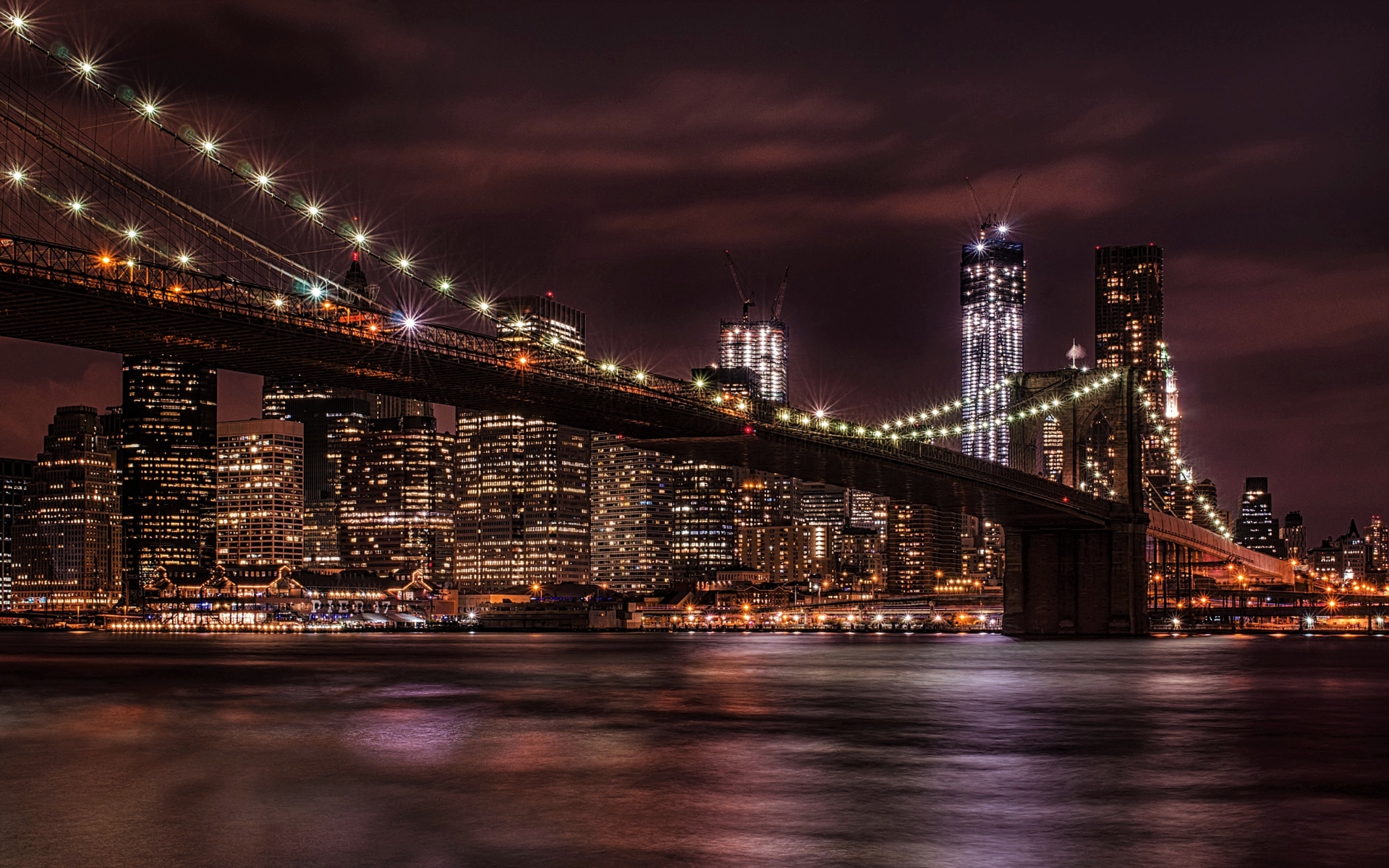 Brooklyn Bridge Light New York Night 1920x1200