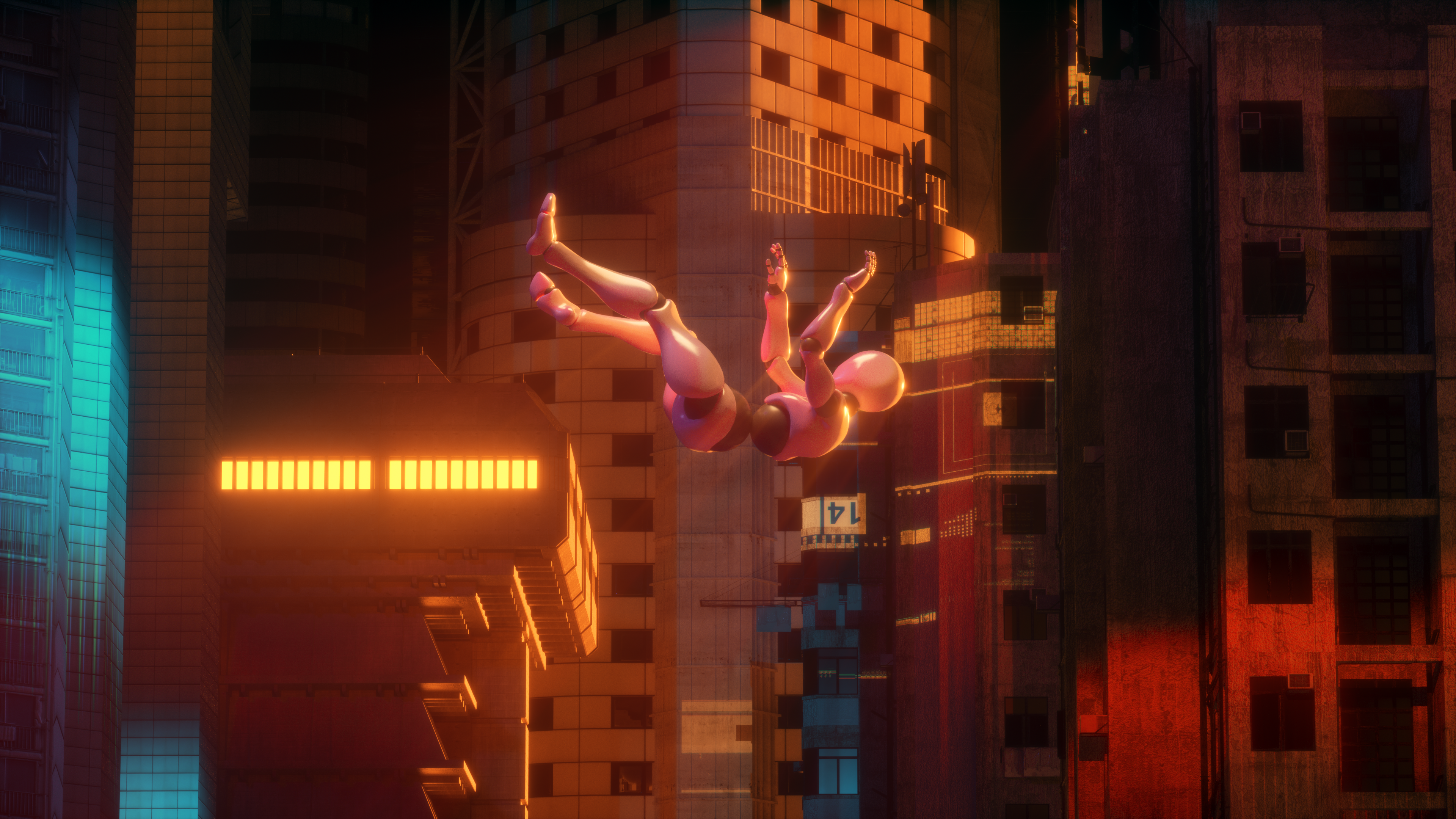 Goestee Digital Art CGi Render Falling City Artwork 3840x2160